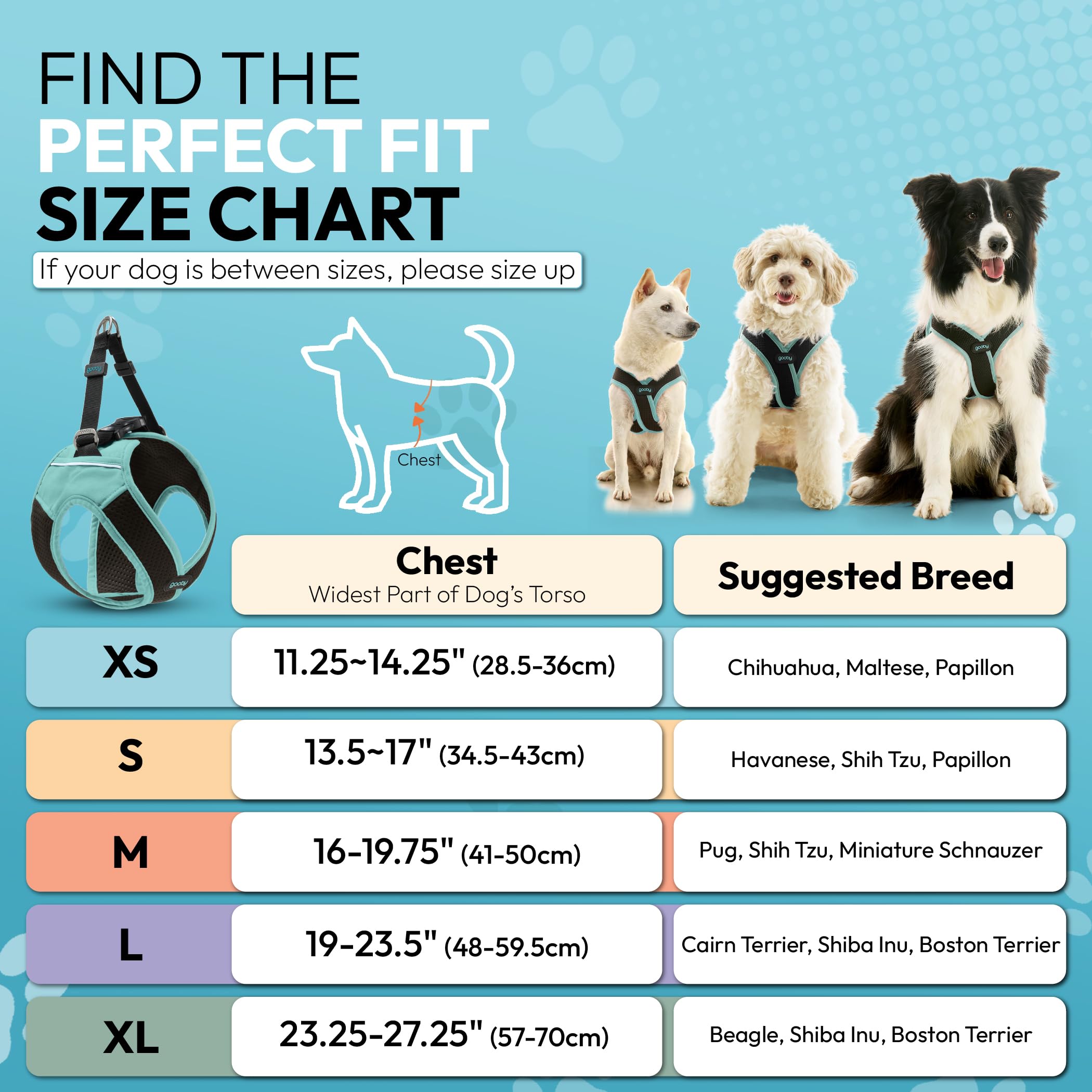 Gooby Escape Free Easy Fit X In Dog Harness - Seattle Blue, Medium