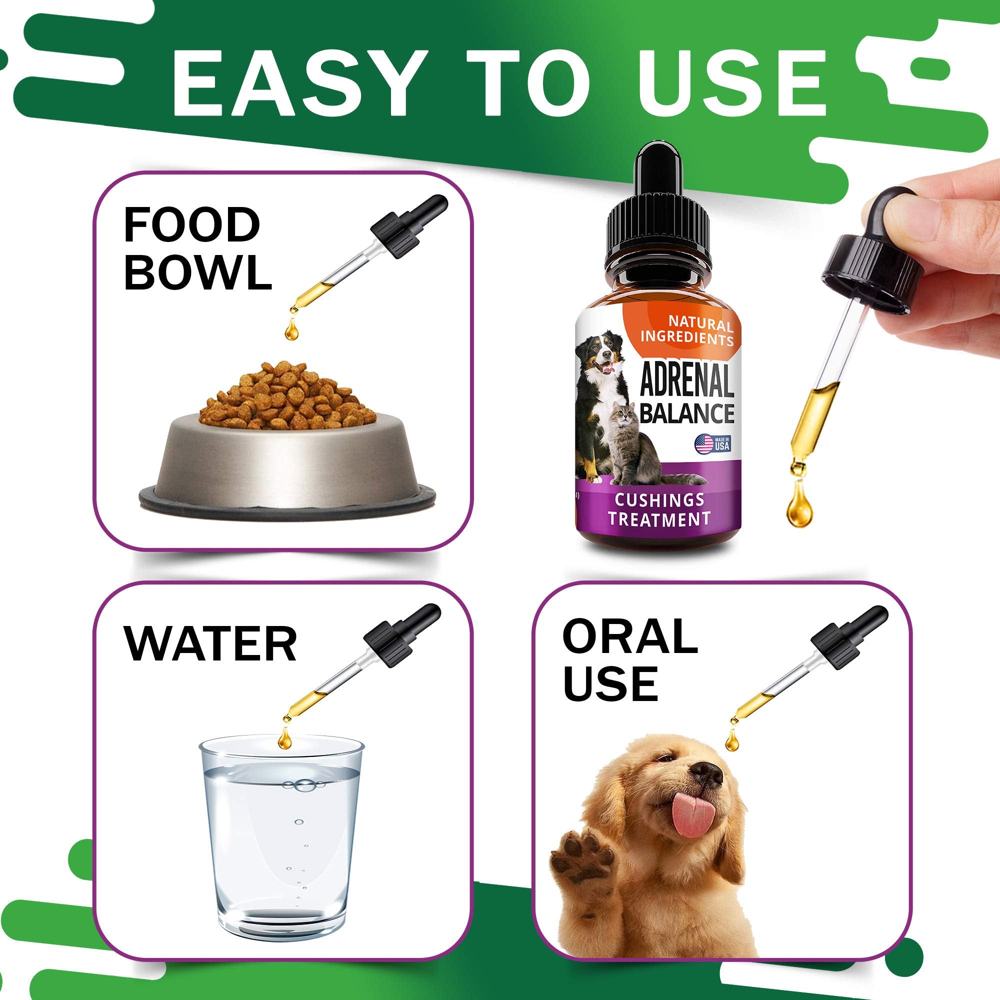 Adrenal Balance for Dogs and Cats - Cushings Treatment for Pets, Adrenal Support w/Ashwagandha, Licorice Root, Rhodiola Rosea -