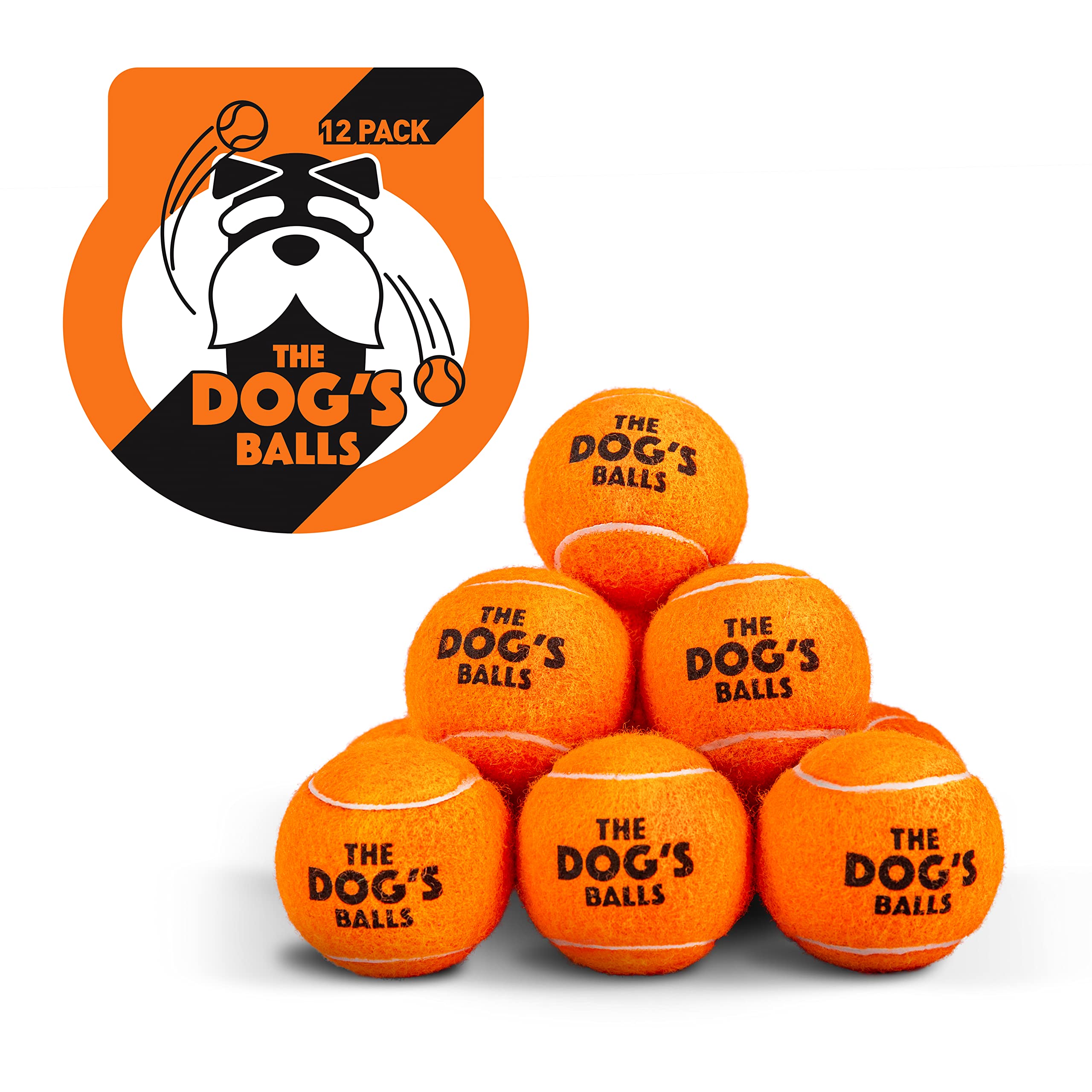 The Dog'S Balls, Dog Tennis Balls, 12-Pack Orange Dog Toy, Strong Dog & Puppy Ball For Training, Play, Exercise & Fetch