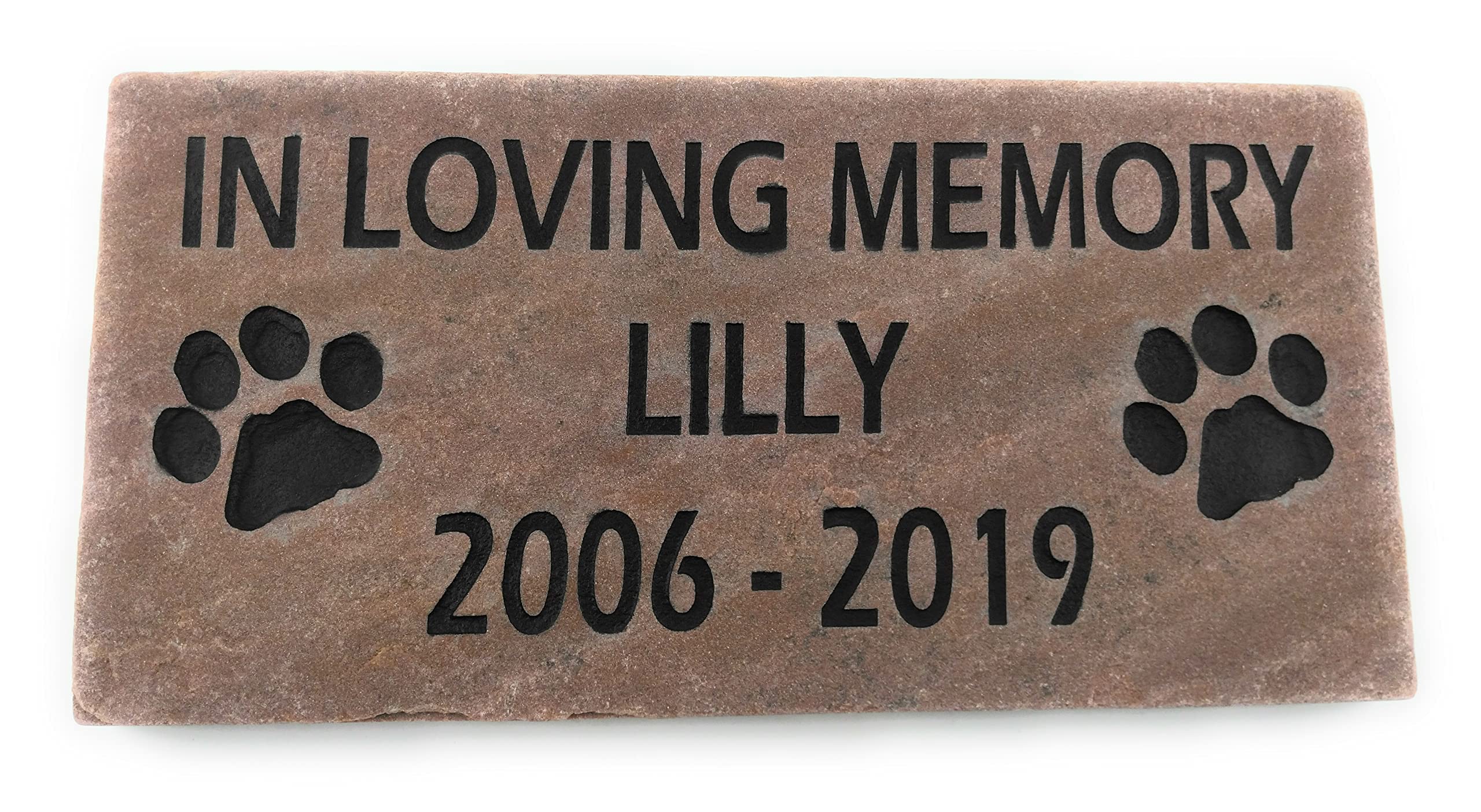 GraphicRocks 6 inch x 12 inch Natural Red Stone Engraved Pet Memorial Stone Headstone Grave Marker Pet Loss Gift Personalized wi