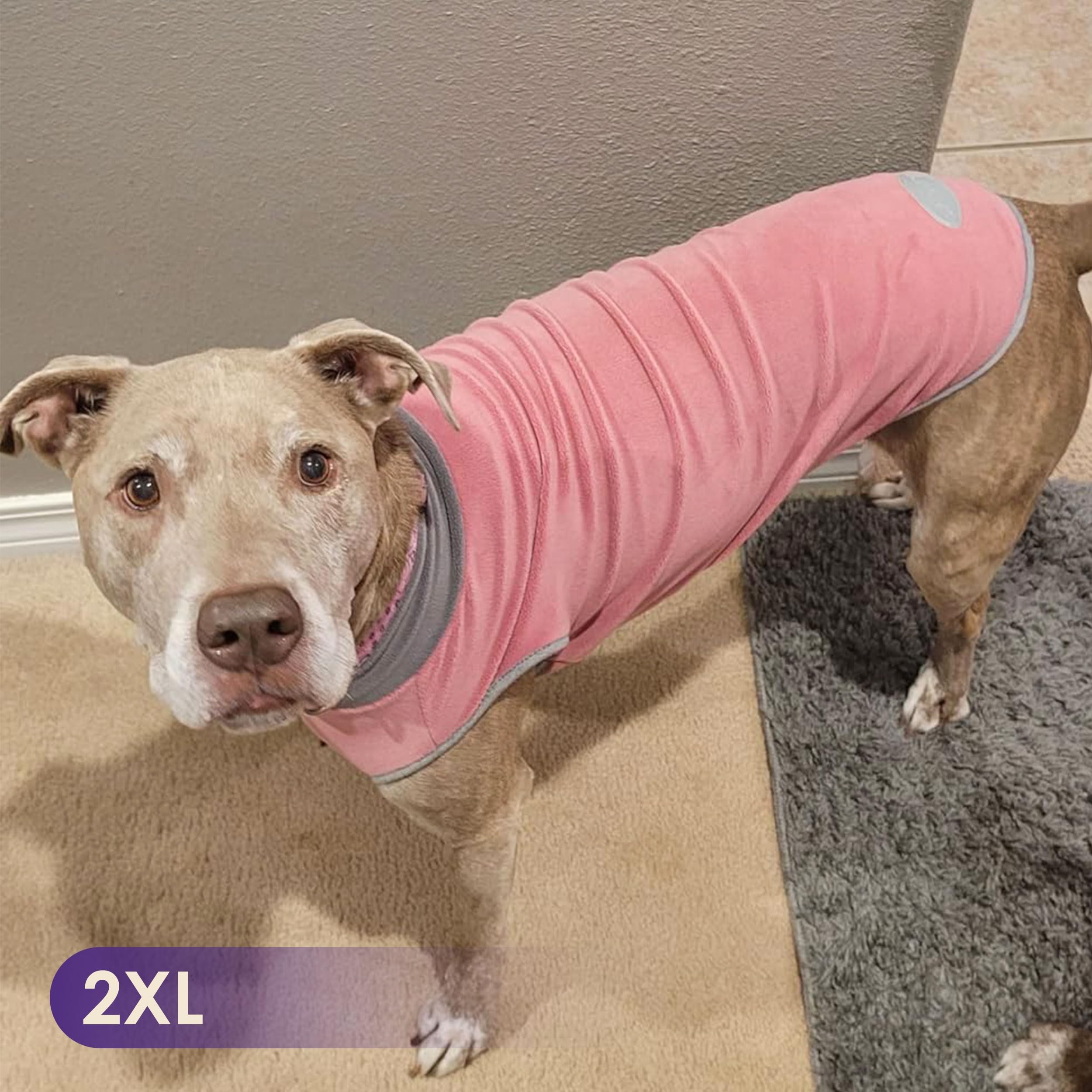 Cyeollo 2 Pack Dog Sweater - Fleece Vest & Pullover Dog Sweatshirt For Large Dogs - Reflective, Lightweight, Pink & Grey, Girl P