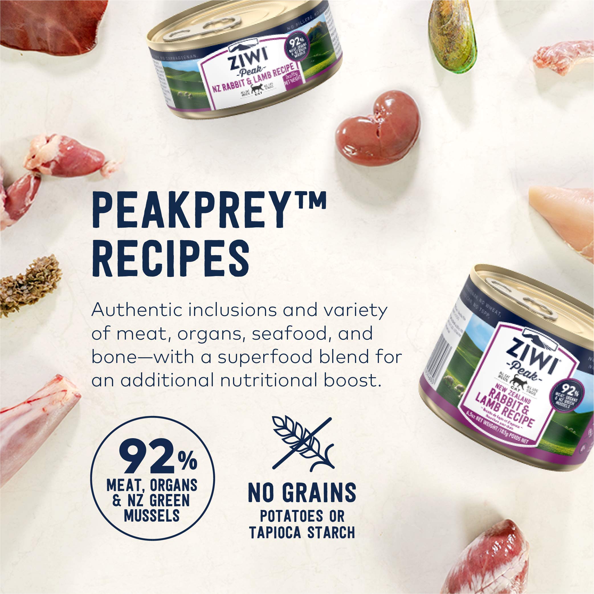 ZIWI Peak Canned Wet Cat Food - All Natural, High Protein, Grain Free, Limited Ingredient, with Superfoods (Rabbit & Lamb, Case
