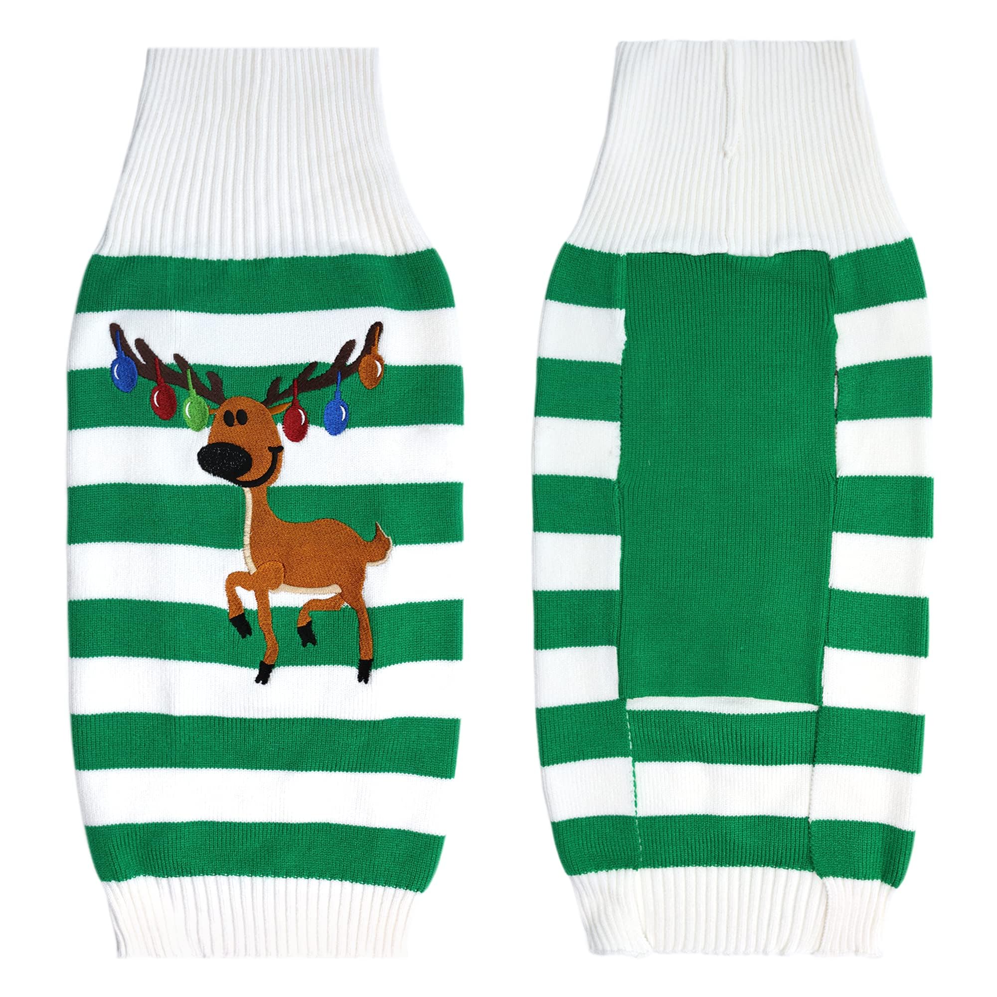 Nacoco Dog Sweater Pet Christmas Elk Bells Sweaters Halloween Reindeer For Small Dog And Cat(Green,Xxs)
