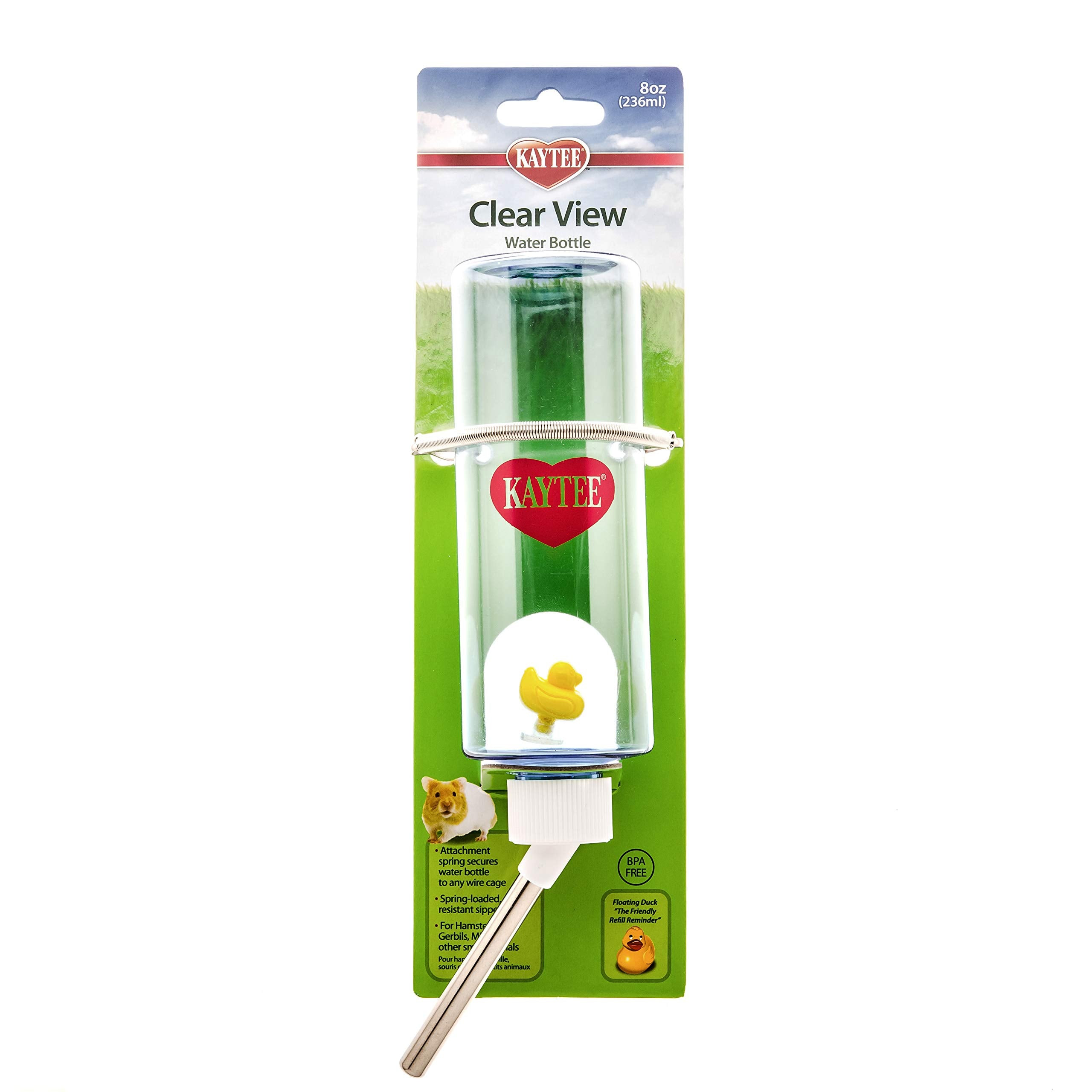 Kaytee Clear View Water Bottle For Pet Gerbils, Hamsters & Mice, 8 Oz