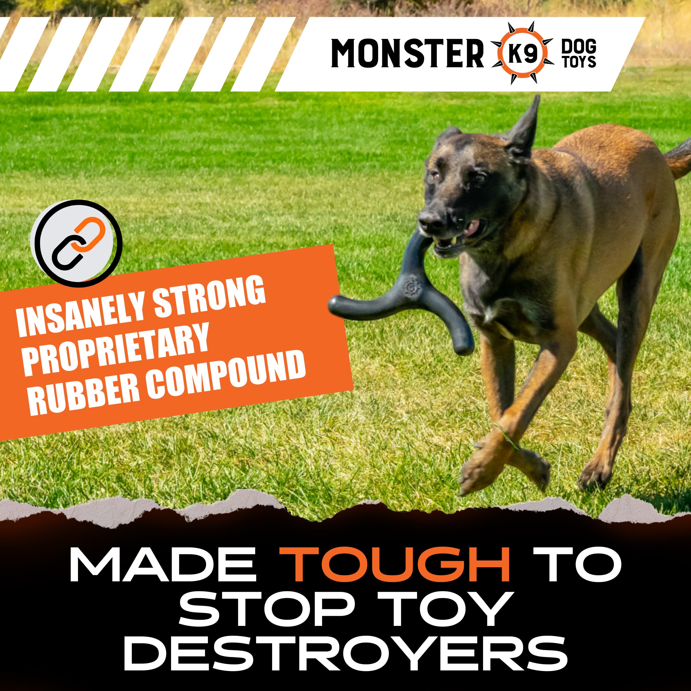 Monster K9 Dog Toys - Ultra Durable Boomerang - Lifetime Replacement Guarantee - For Medium & Large Dogs - Aggressive Chewers
