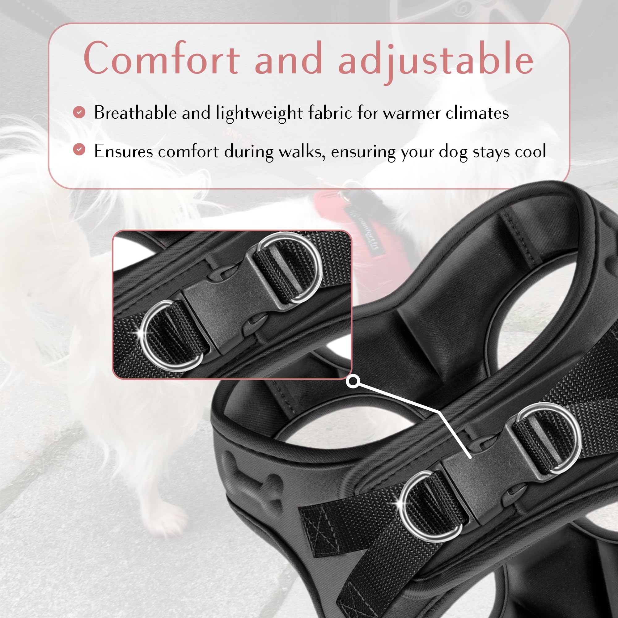 Comfort Fit Step-In Dog & Puppy Harness - Comfortable Dog & Puppy Vest: Adjustable, Soft Padded, Easy To Put-On For Small, Mediu