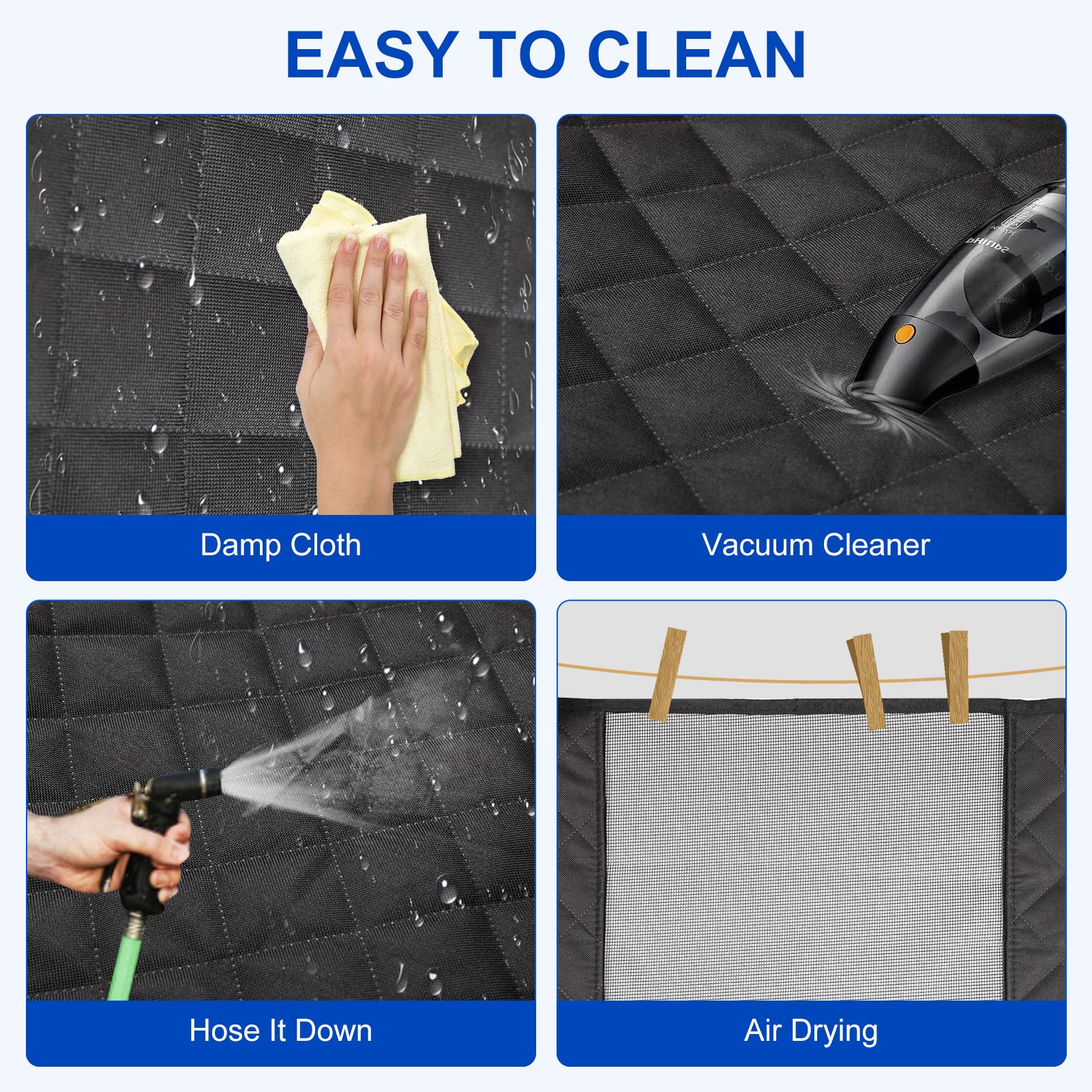 Easyhawei Dog Car Seat Cover For Back Seat 600D Scratchproof Nonslip Durable Waterproof Cars Pet Backseat Covers With Mesh Window Dogs Hammock For Car,Suv, Truck (Black) Large