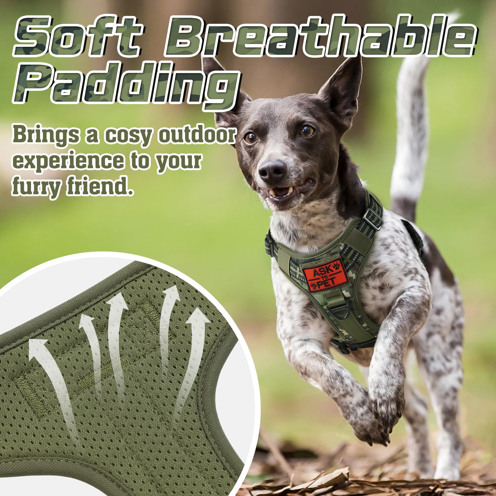 Rabbitgoo Tactical Dog Harness Medium Sized Dog, No Pull Military Service Vest With Handle & Molle, Easy Control For Training Wa