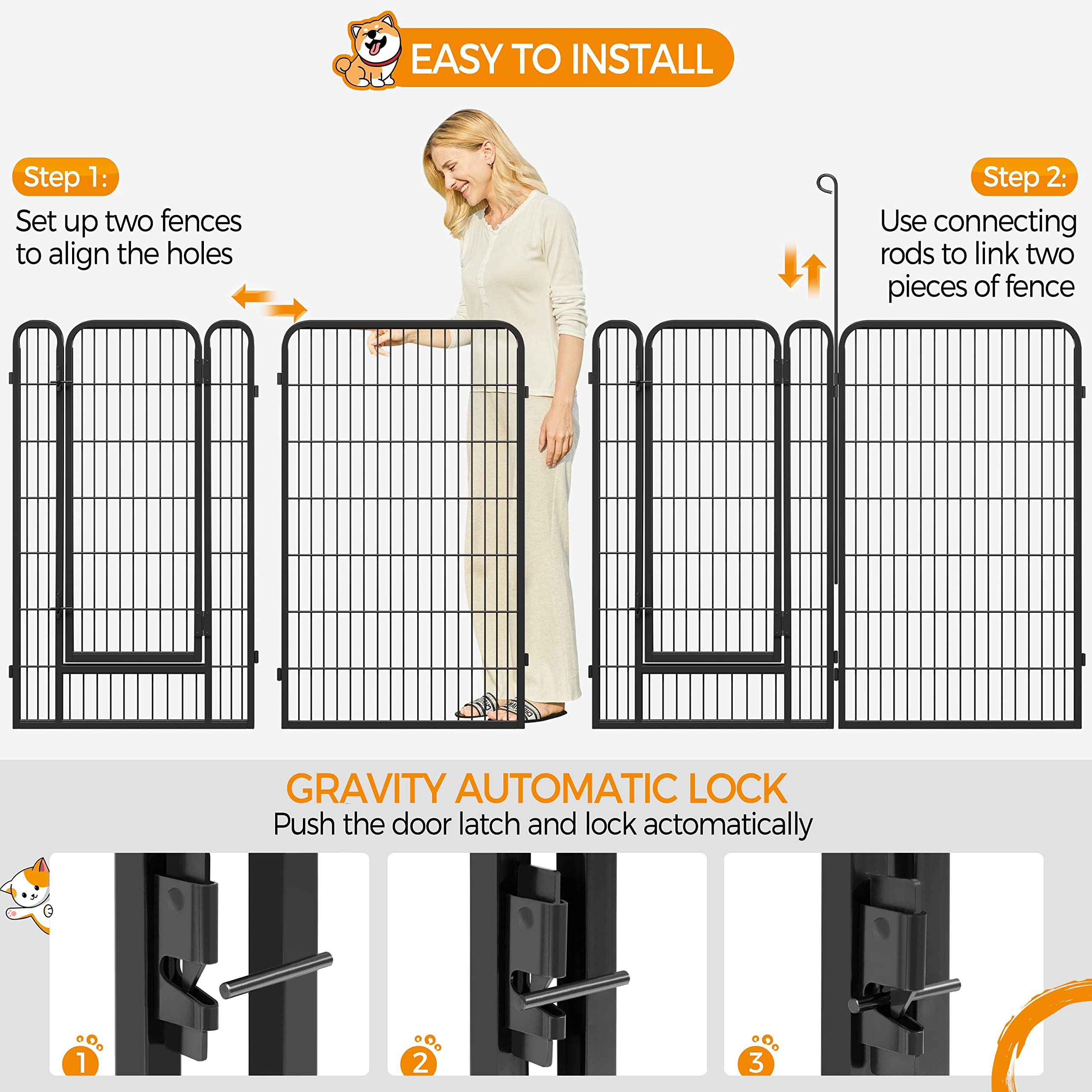 Yaheetech Dog Playpen Outdoor, 47 Inch 12 Panels Dog Pen Indoor Heavy Duty Puppy Exercise Pen Metal Pet Fence For Rv Camping/Yar
