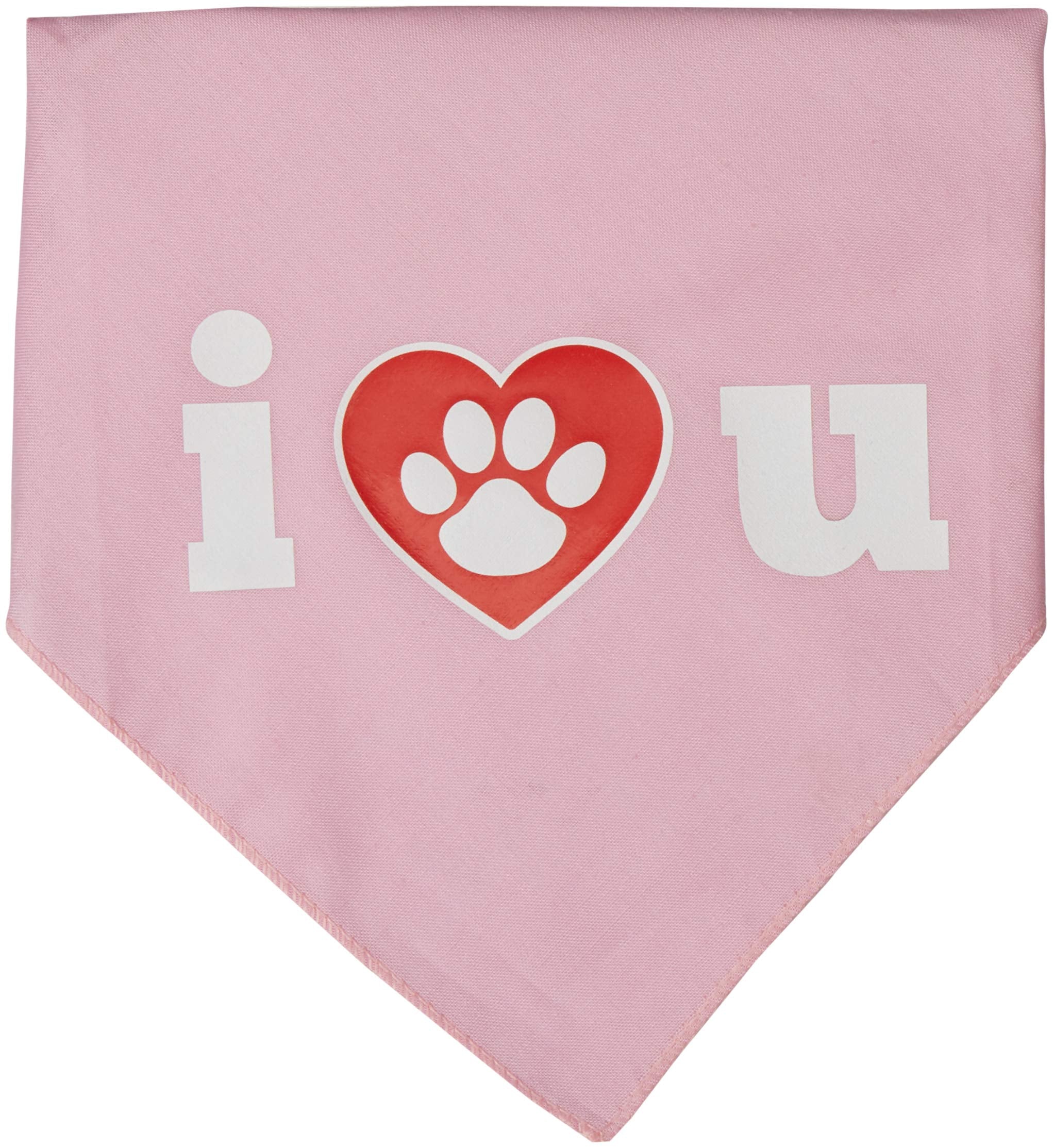 Pet and Dog Bandana Screen Printed, &quot;I Love You&quot; Light Pink Large