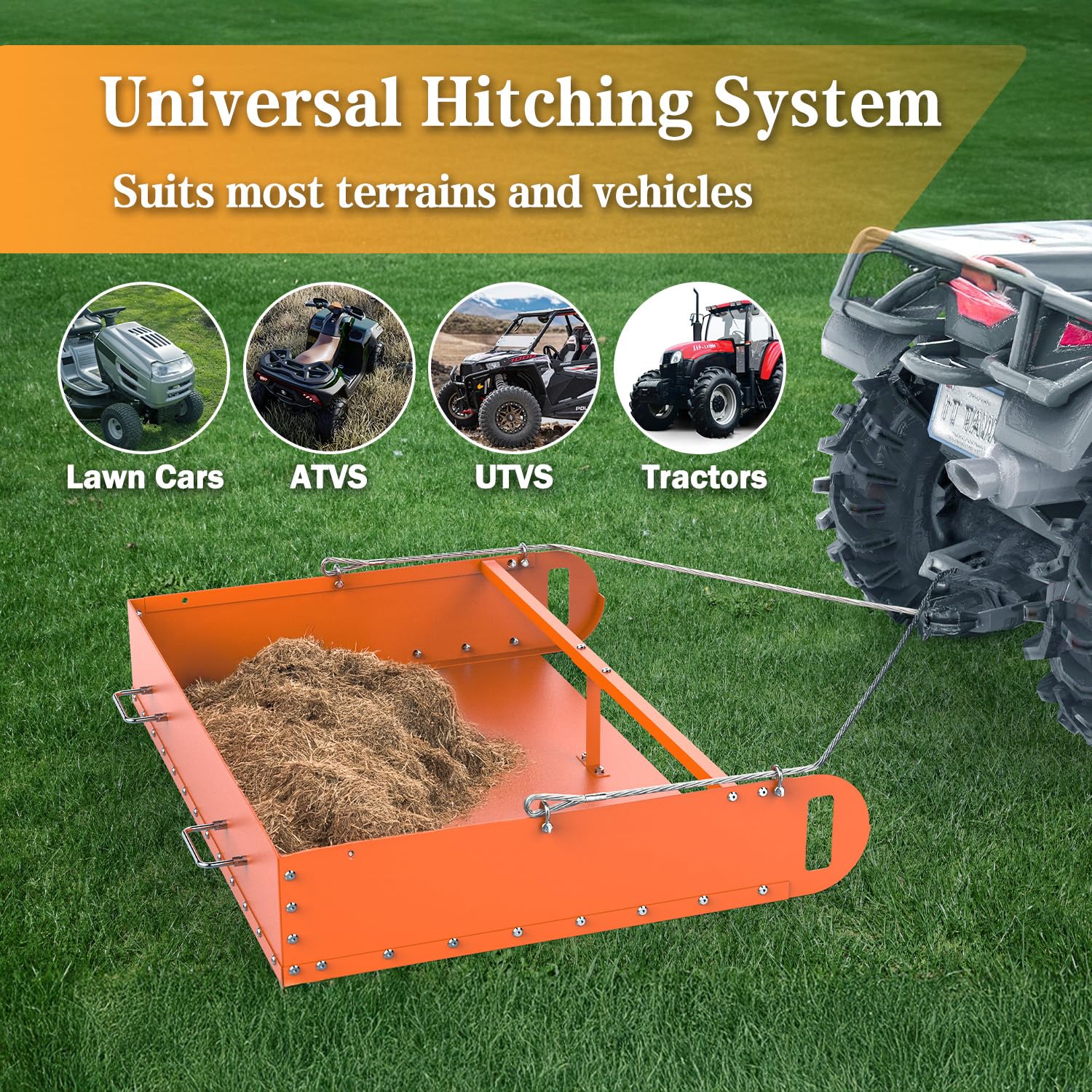 Buyyah Pasture Manure Scoop, Tow Behind Manure Scoop For Horses Paddocks, Picks Up For Small Manure From Horse, Sheep, Goat, Alp