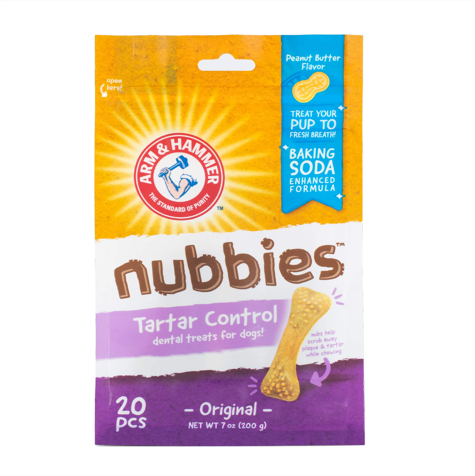 Arm & Hammer for Pets Nubbies Dental Treats for Dogs | Dental Chews Fight Bad Breath, Plaque & Tartar Without Brushing | Peanut