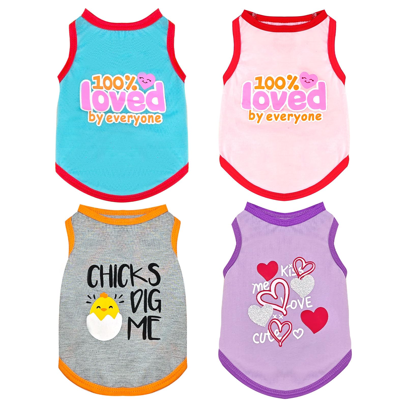 Axiijgl 4 Pack Dog Shirts For Small Dogs Lightweight Shirt Sleeveless Tshirt Small Dog Clothes Stretchy Puppy Cat Pet Clothes Fo