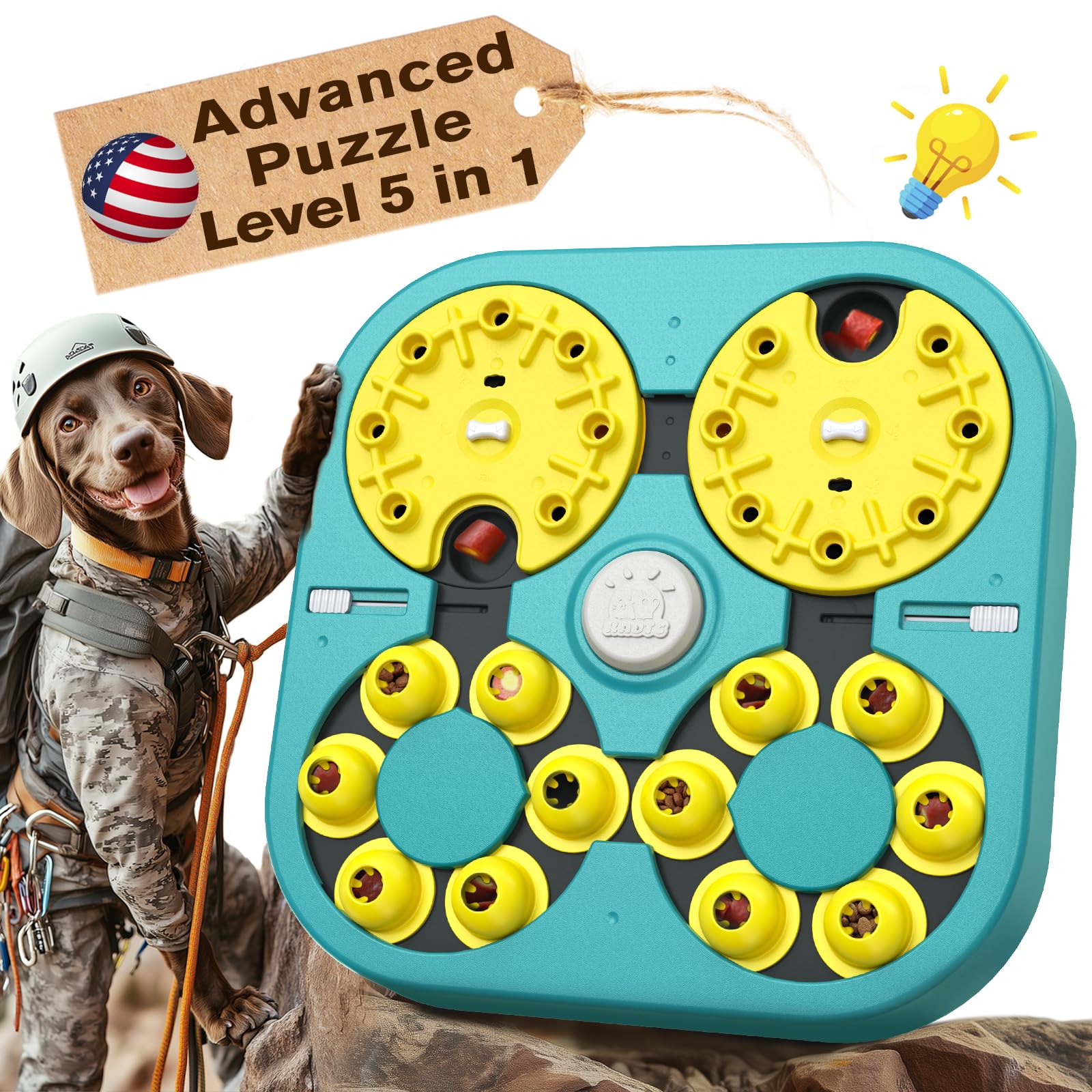 KADTC U.S. Brand & Design -5 Levels of Challenge -6 Ways to Play - Large Size Advanced Dog Puzzle Toy for Small/Medium/Large Sma