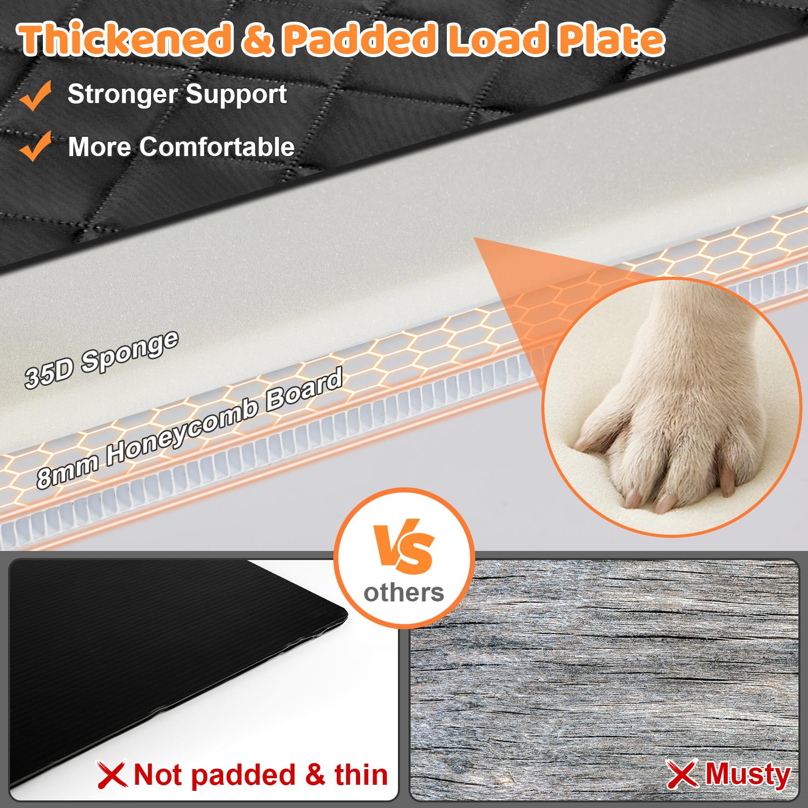 Urpower Back Seat Extender For Dogs, High Barrier Hard Bottom Dog Car Seat Cover Holds 400 Lbs, Waterproof Dog Car Hammock With Mesh Window Dog Car Bed Pet Backseat Protector For Car, Suv, Small Truck