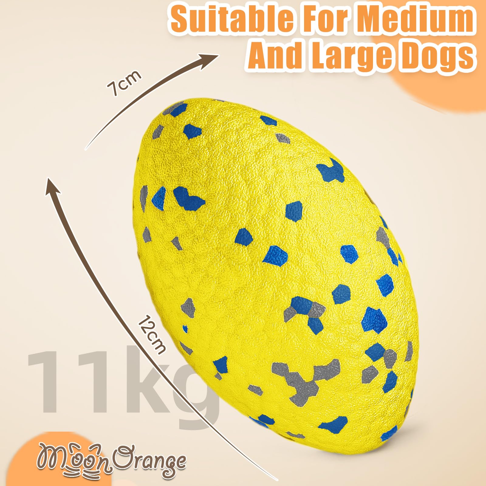 Moonorange 2Pcs Upgrade Bone Dog Balls+Rugby Dogs Toys For Aggressive Chewers, Indestructible Tennis Balls For Dogs (Yellow)