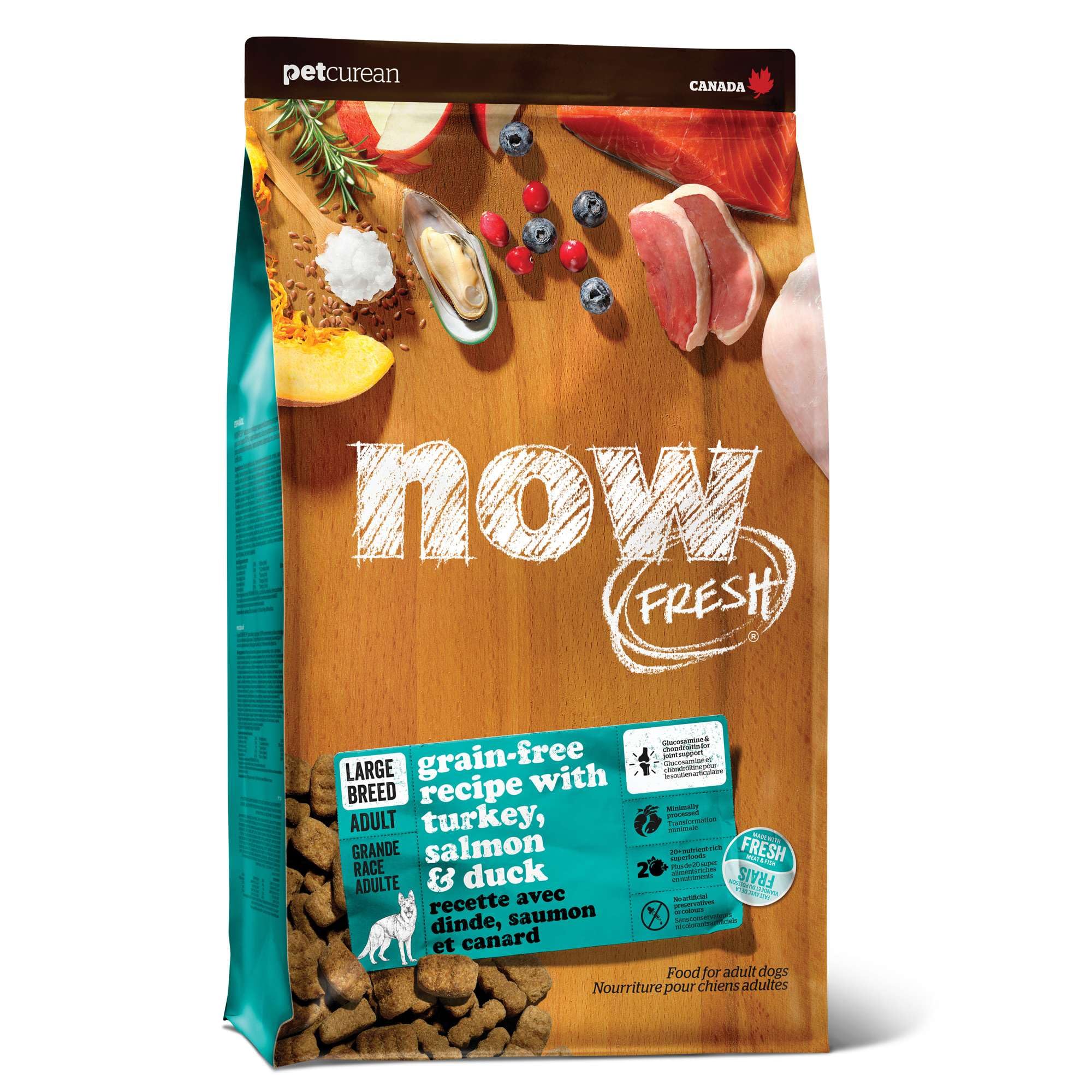 Now Fresh Grain-Free Large Breed Dry Dog Food with Turkey, Salmon & Duck, Premium Kibble for Adults with Real Poultry & Fish, Ch