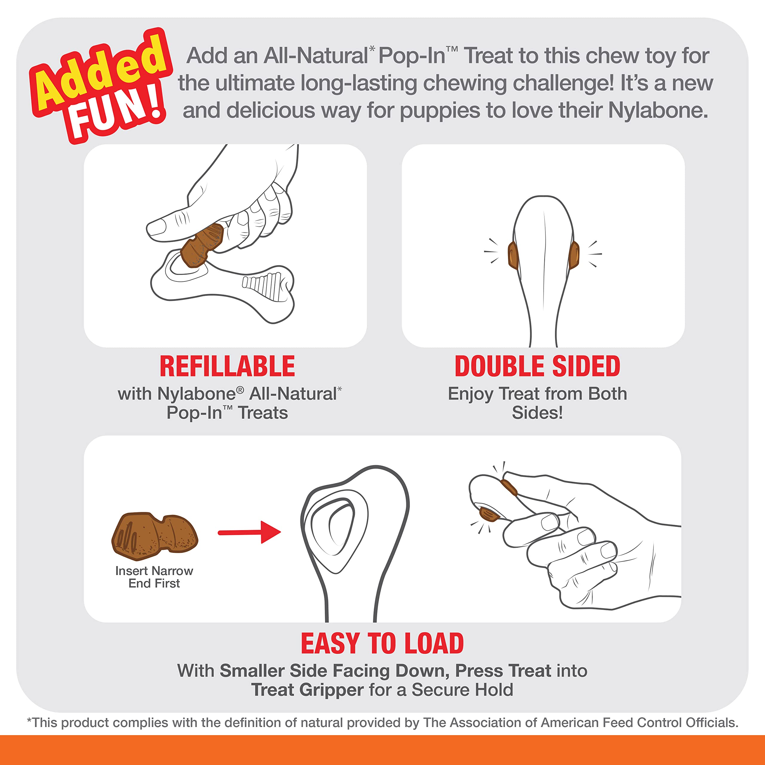 Nylabone Knuckle Bone & Pop-In Puppy Treat Toy Combo Power Chew Toy for Dogs, Dog Toys for Aggressive Chewers, Chicken Flavor, X