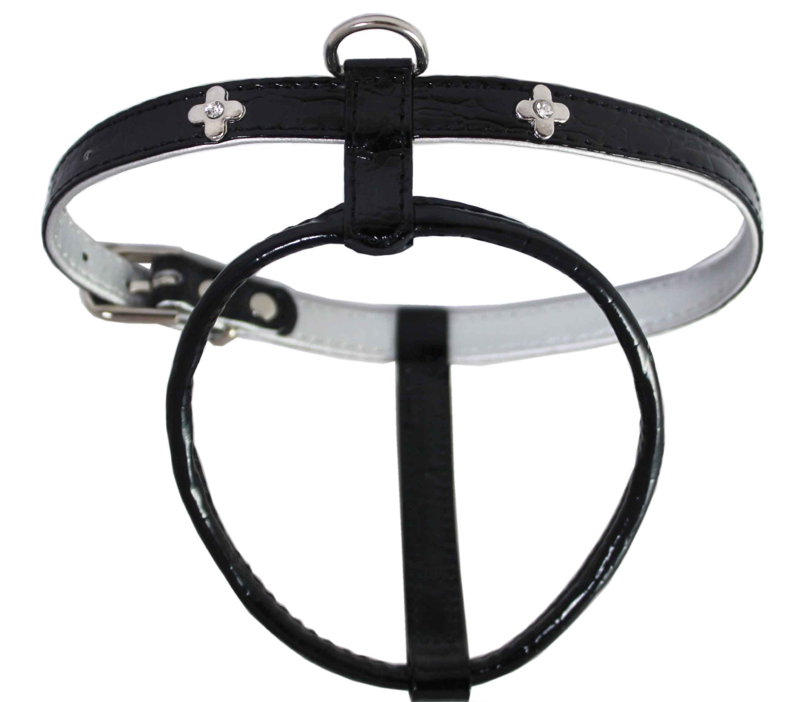 Black Faux Leather Studded Dog Harness Small for 12.5-15.5 Chest
