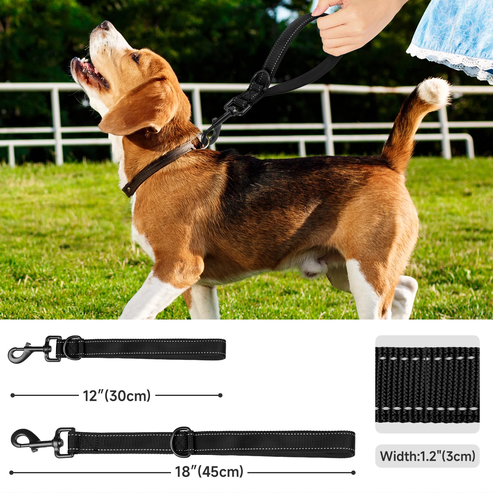 Dog Leash, Short Dog Leash, Leashes For Large Breed Dogs,Traffic Padded Handle- Reflective Training Lead, Perfect For Medium To