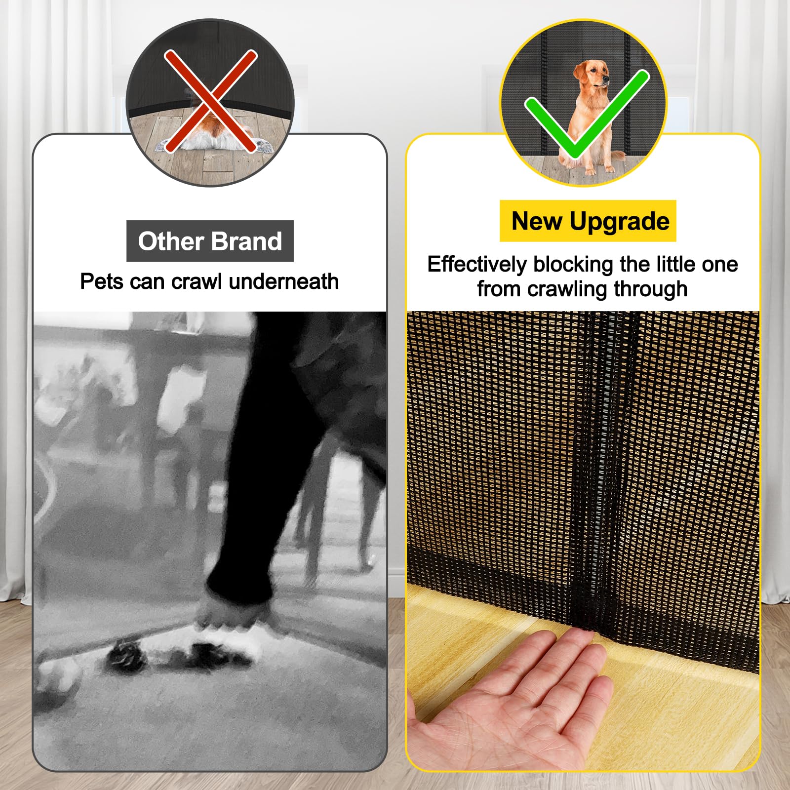 Enhanced 42    Extra Tall & 80    Wide Retractable Baby Gates with Rods to Prevent Crawling Through, Extra Tall Pet Gate for Lar