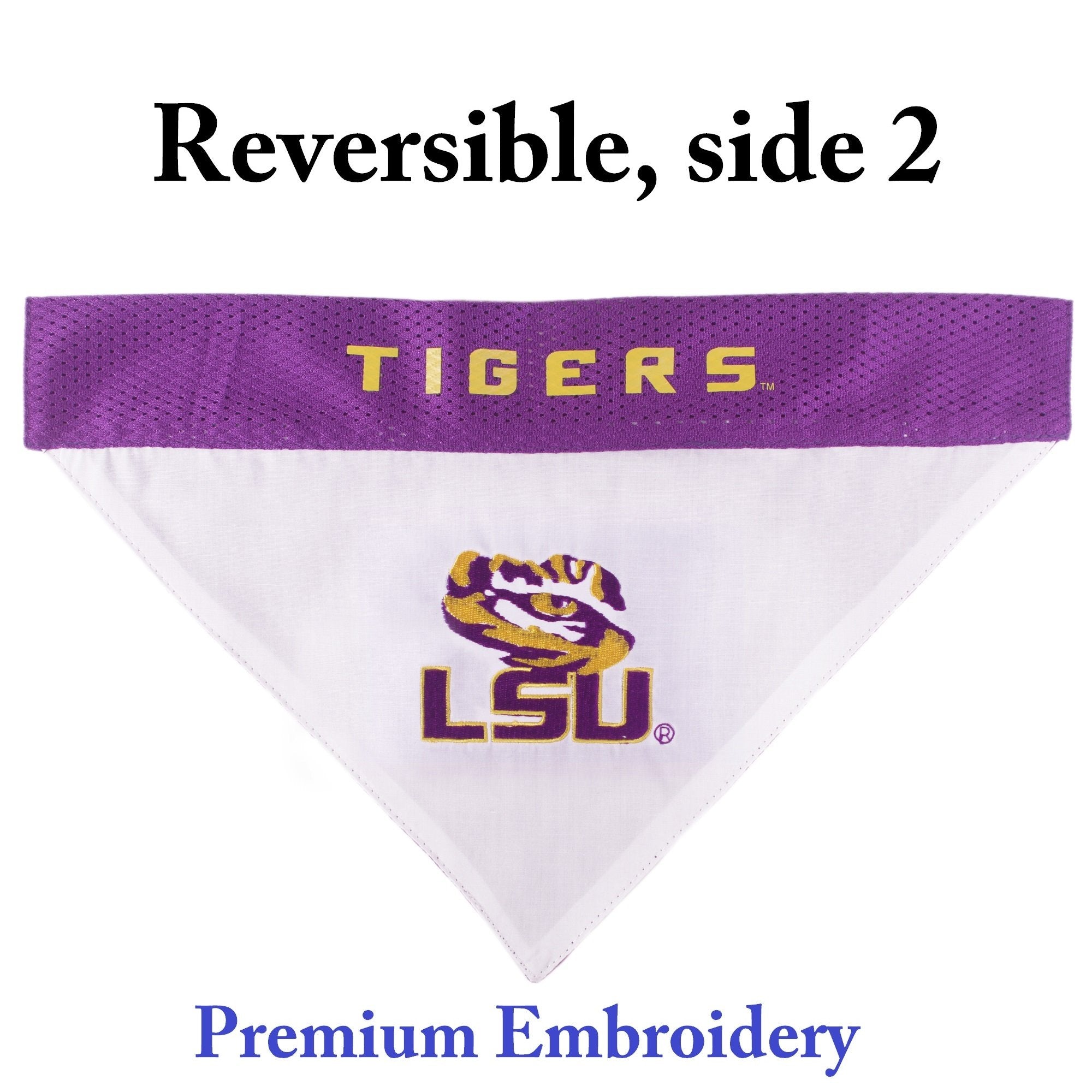 Pets First Collegiate Pet Accessories, Reversible Bandana, Lsu Tigers, Small/Medium