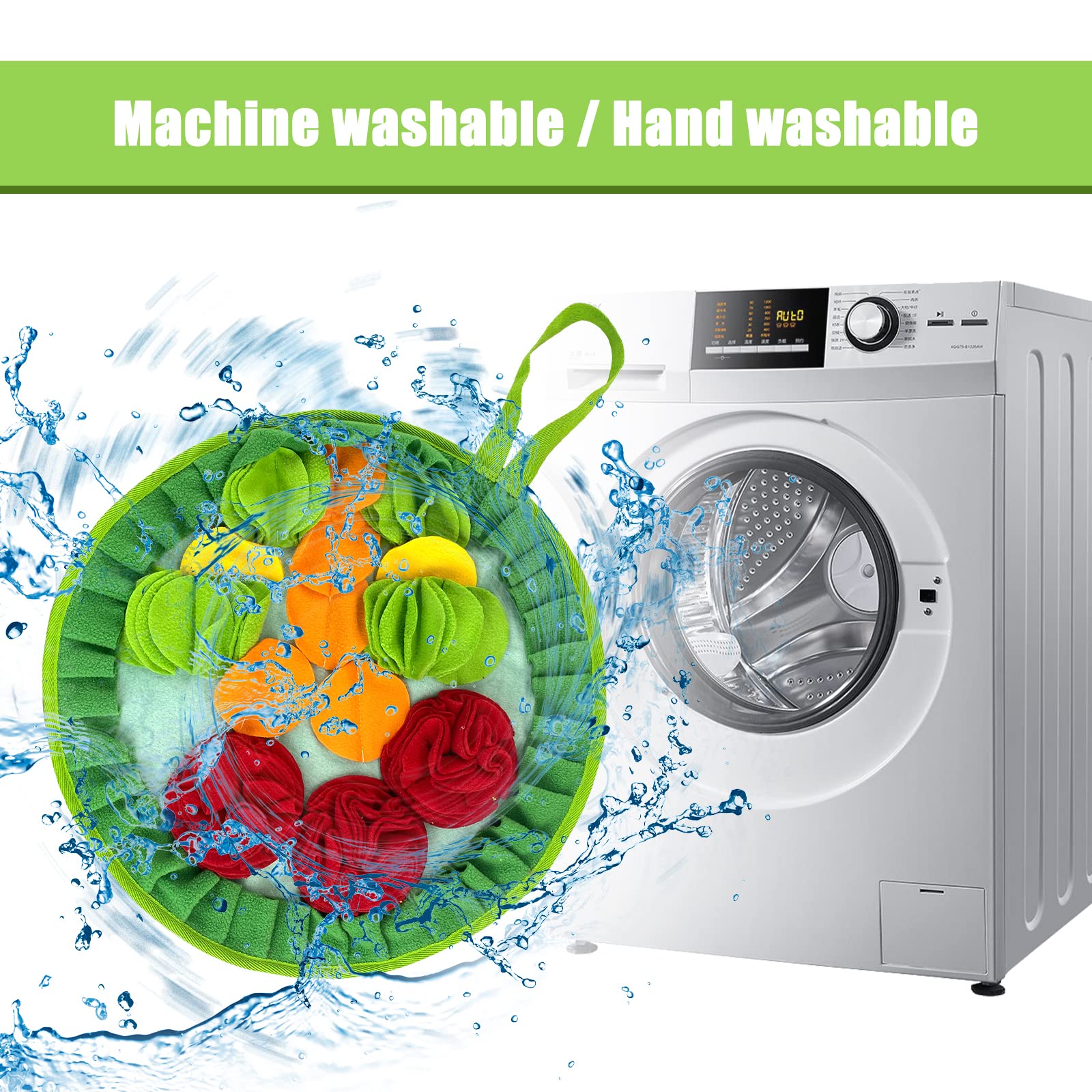 Wishlotus Slip-Free Pet Snuffle Mat With Hanging Rope, Snuffle Mat For Dogs To Consume Energy And Relieve Stress, Pet Snuffle Mat For Rabbits, Hamsters, And Dogs To Improve Digestion (Three Flowers)