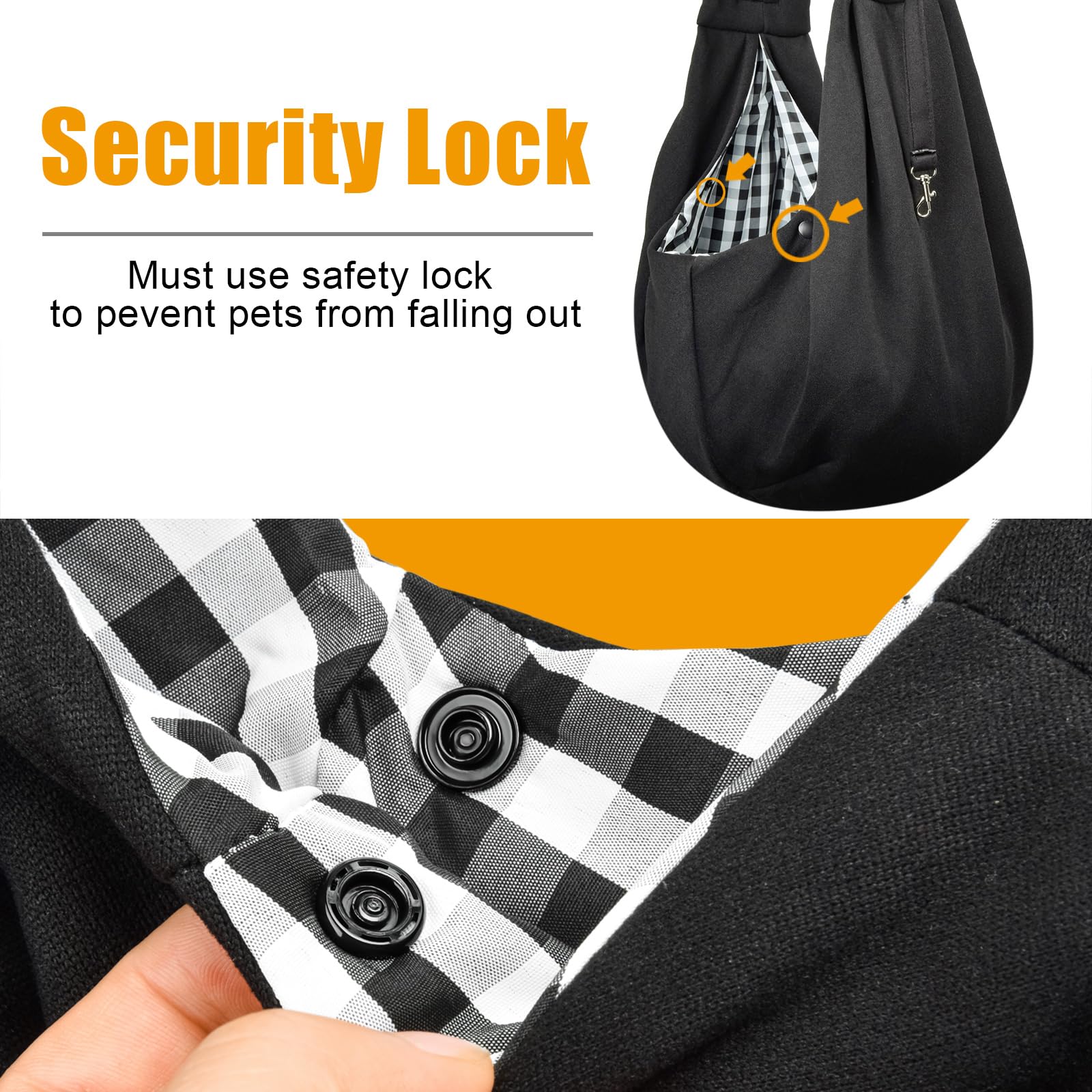 Tomkas Small Dog Sling Carrier - Zipper Pocket & Classic Strap - For 3-10 Lbs Pets(Black)