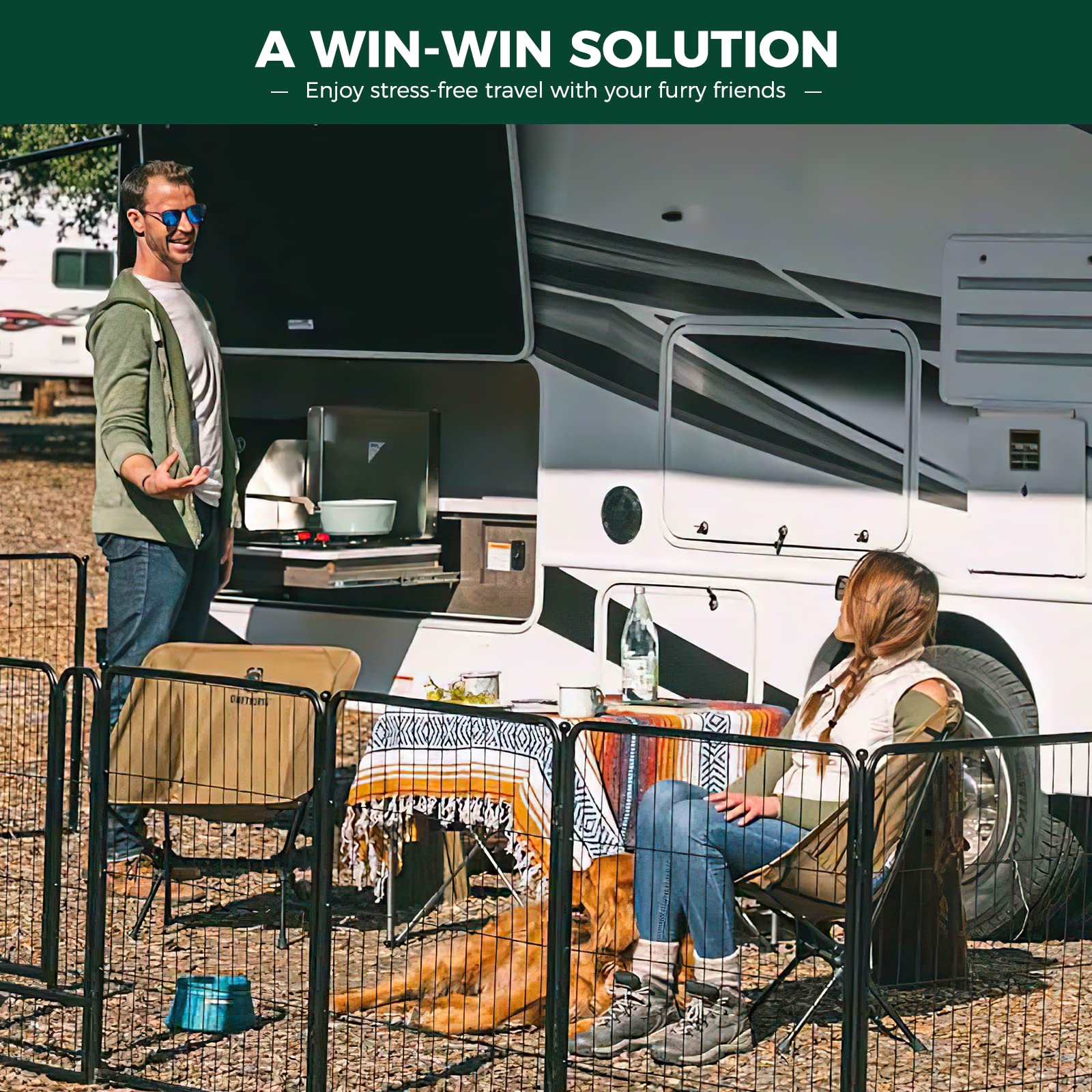 Fxw Rollick Dog Playpen For Yard, Rv Camping, 50 Inch 16 Panels For Large Dogs│Patented