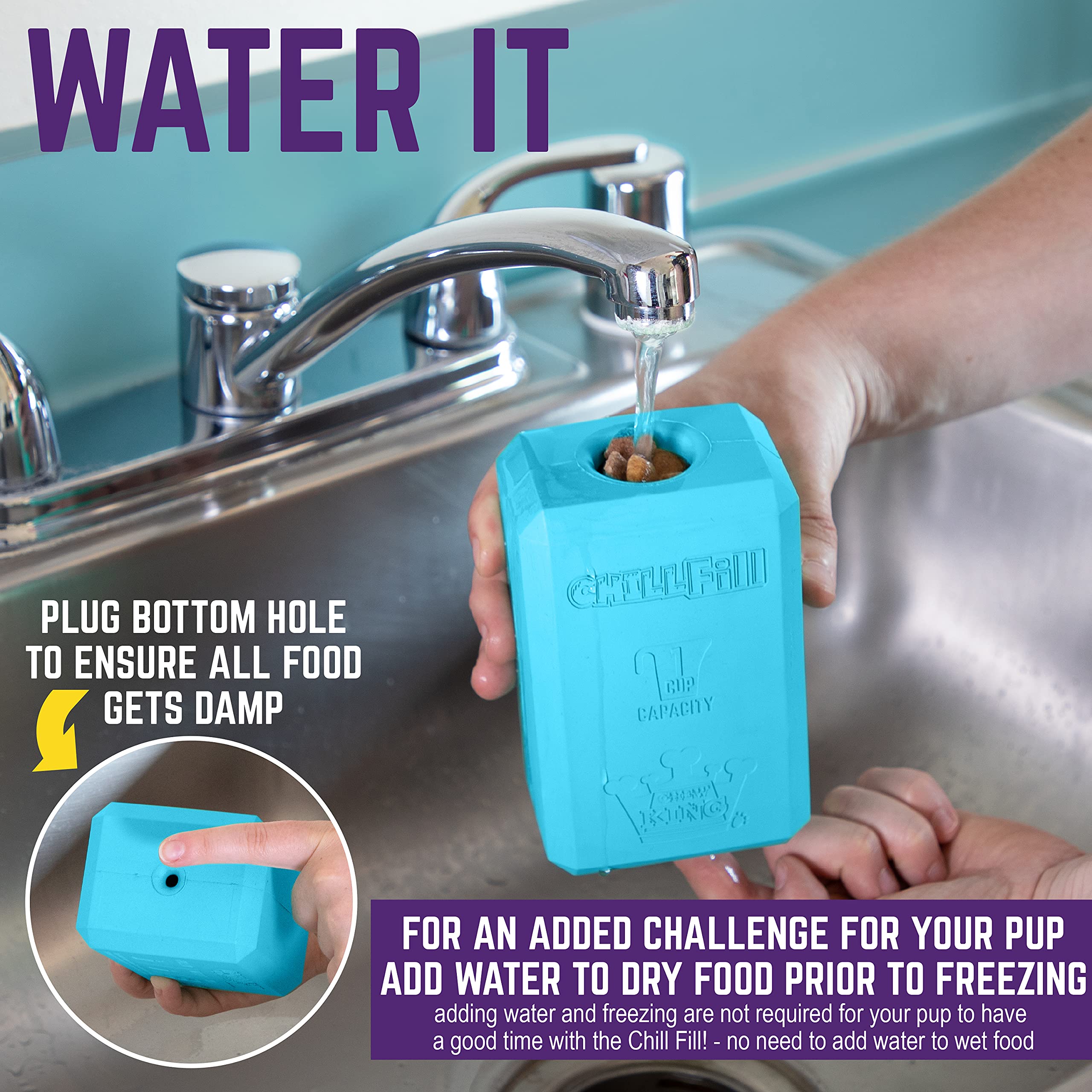 Chew King Premium Treat Dog Toy, XL, Extremely Durable Natural Rubber Fillable Toy Collection, Frozen Feeding, All Breed Sizes