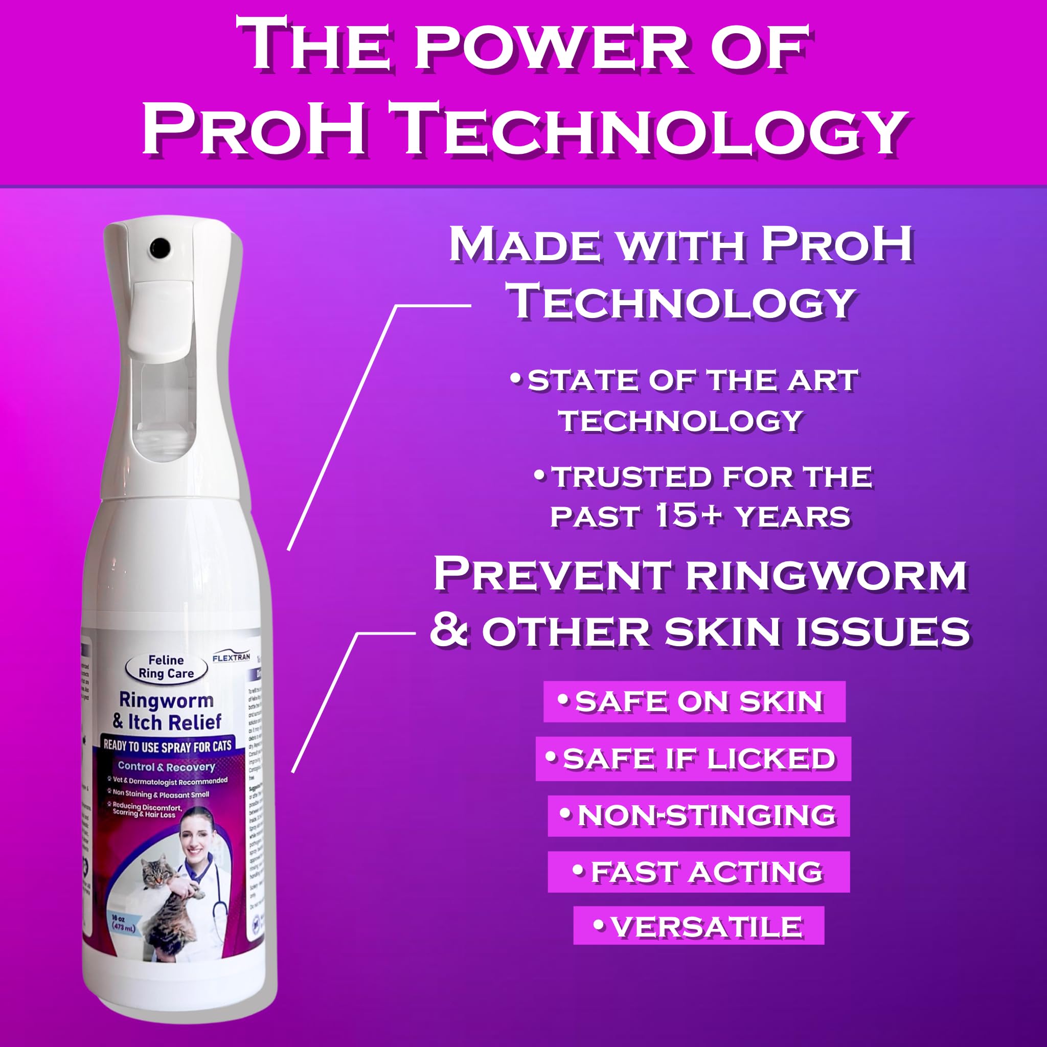 FlexTran Feline Ring Care | Control & Help with Cat Ringworm, Mange, Dermatitis, Dog Paw Yeast. Also Works on Dogs, Hamsters, Gu