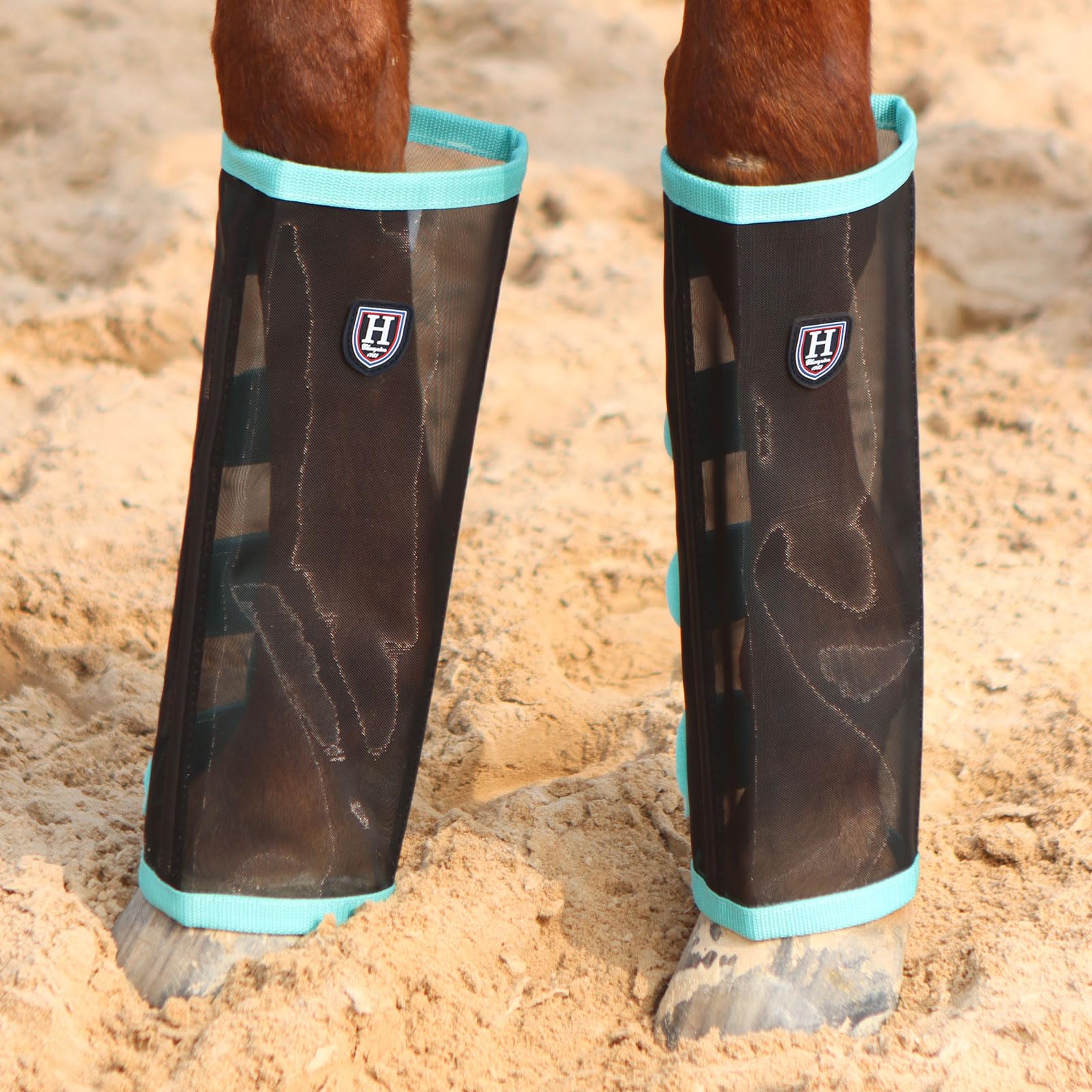 Harrison Howard Fly Boots for Horses, Loose-Fitting Leg Protection, Mint Mini, Set of 4