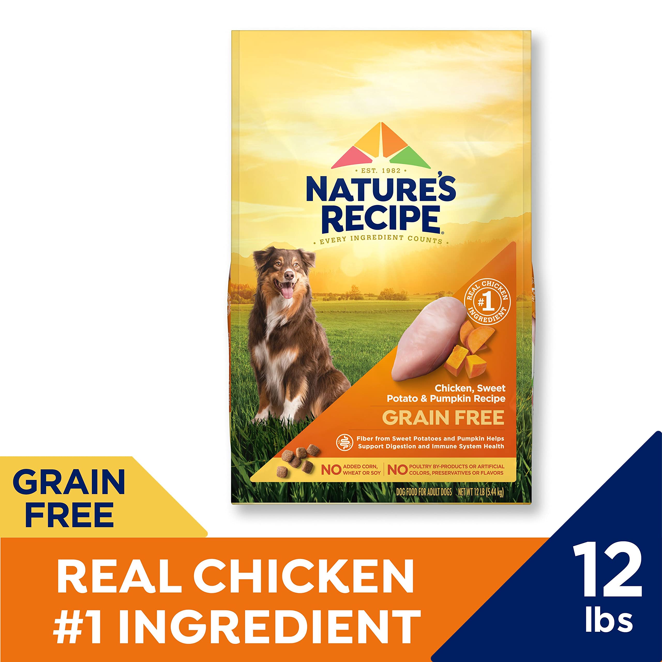 Natures Recipe Grain Free Chicken, Sweet Potato & Pumpkin Recipe Dry Dog Food, 12 lb. Bag
