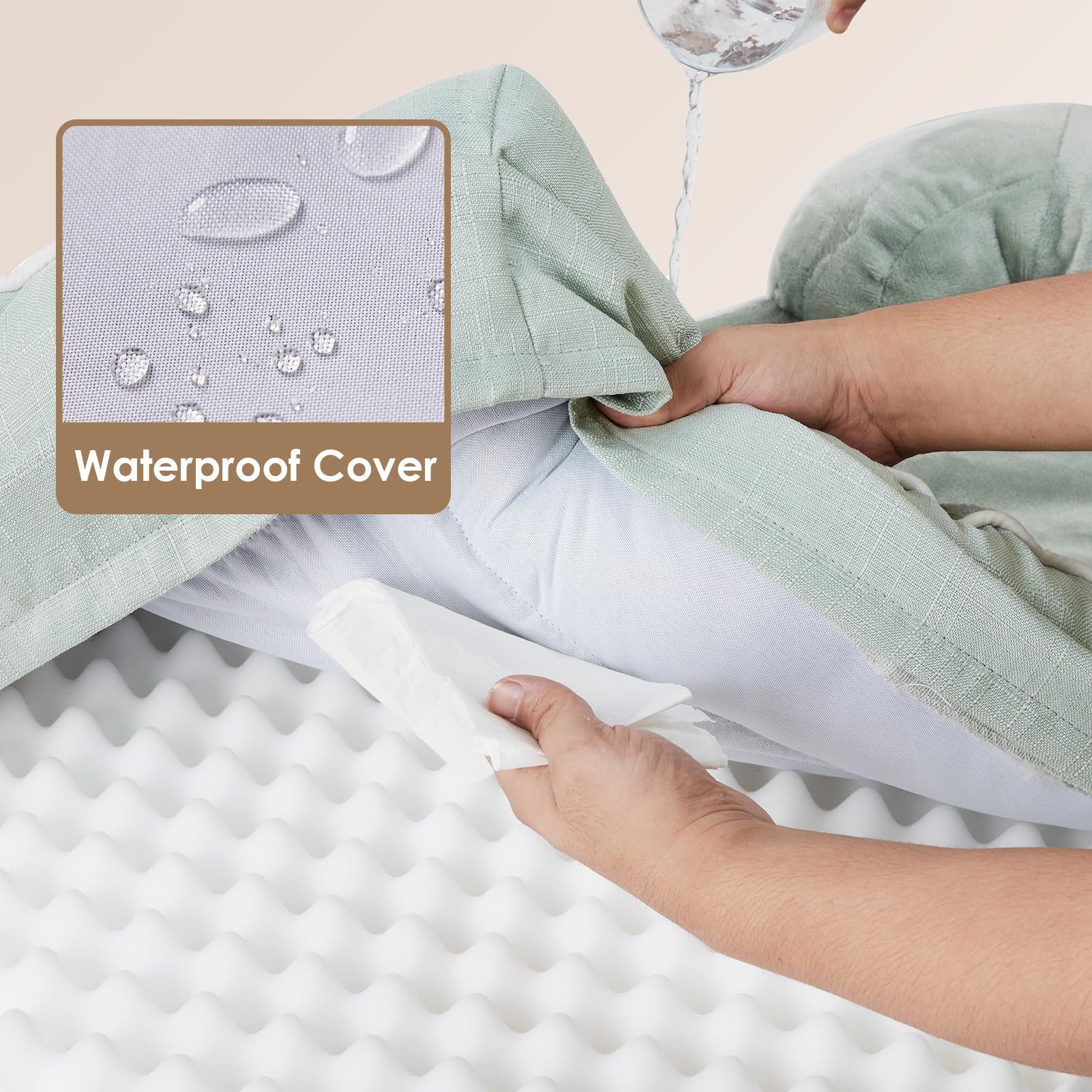 EHEYCIGA Orthopedic Dog Bed - Waterproof Memory Foam, Non-Slip, 36"L x 27"W x 6.5"Th, Sage Green