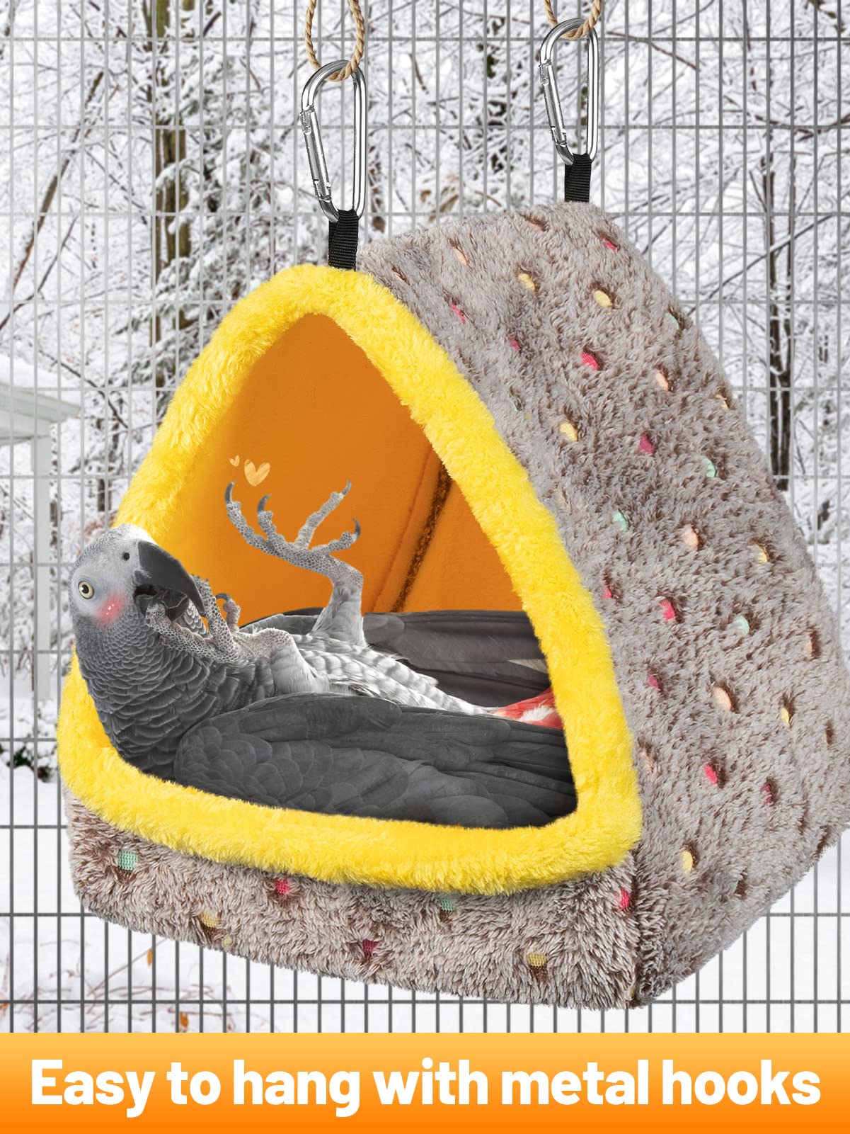 Mewtogo Large Winter Warm Bird Nest House, Comfortable Bird Bed For Cage With Mat, Hanging Hammock Shed Hideaway Hut For Macaws African Grey Amazon Parrots Lovebird Parakeets