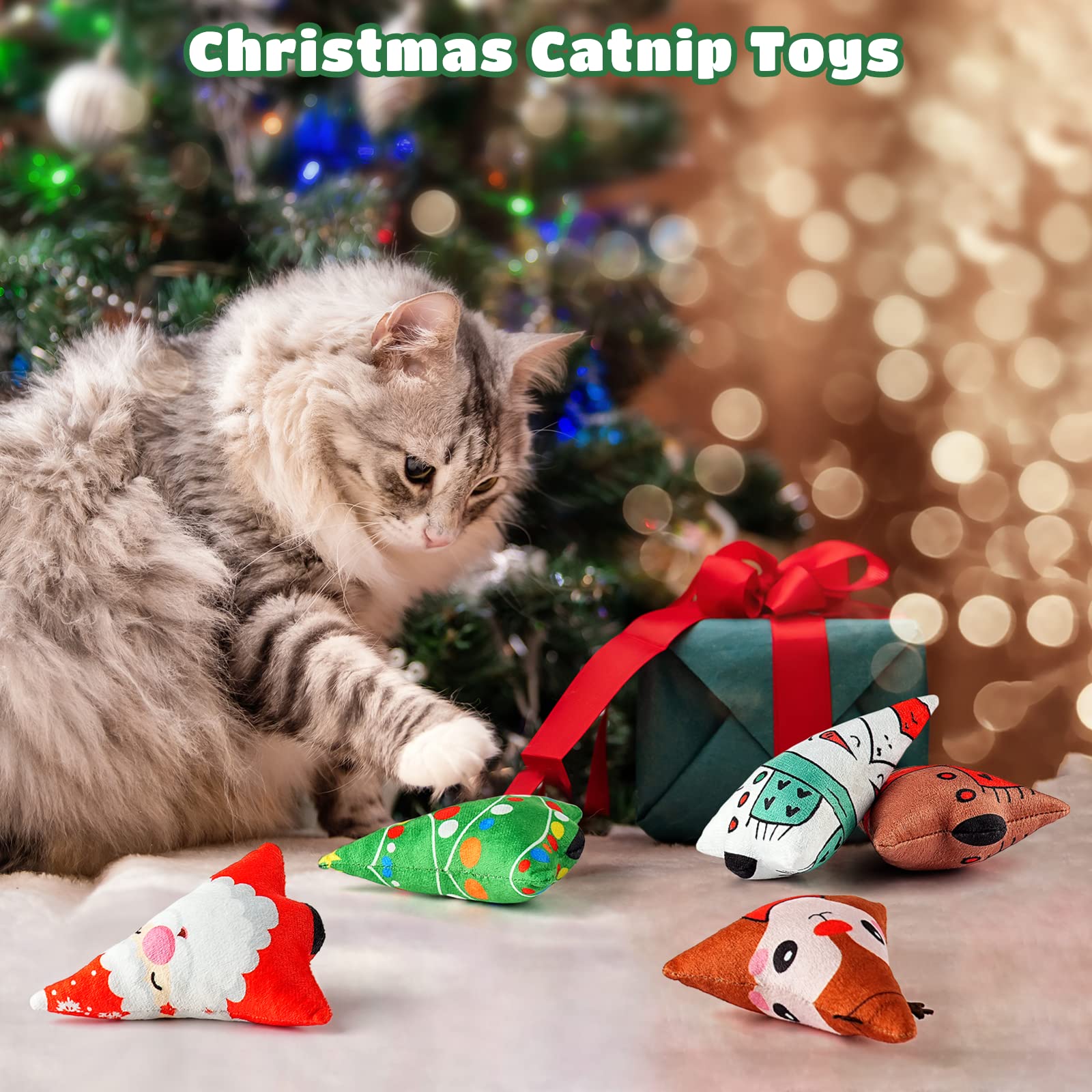 Christmas Catnip Toys Interactive Cats 5Pcs Cat Nip Toy/Kitten Chew Plush Gift/Best Play Kick Stuff/Kitty Stuffed Teething Pillo