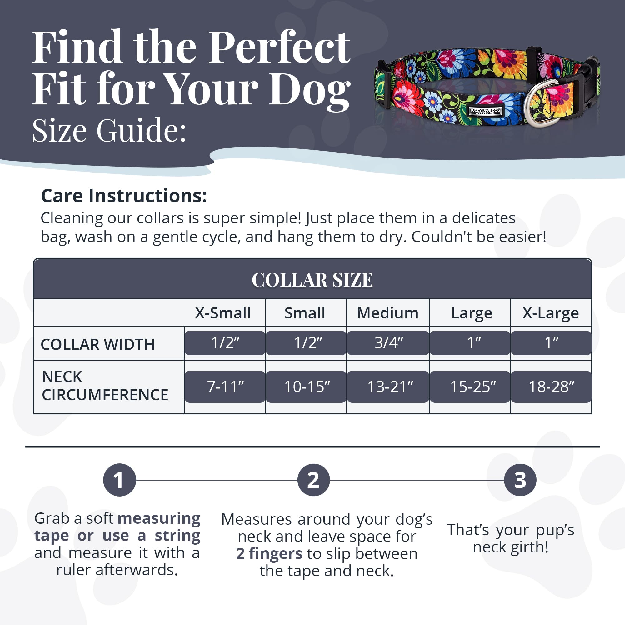 Lucky Love Dog Collars, Vivid Floral Dog Collar, Cute Dog Collar For Large Female Dogs, Blackbird, Large