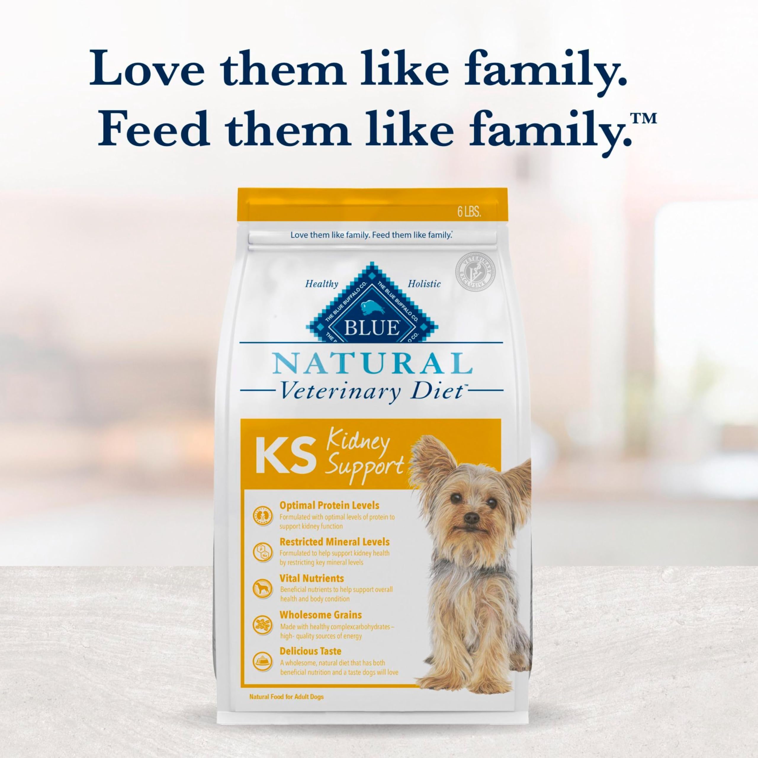 Blue Buffalo Natural Veterinary Diet KS Kidney Support Dry Dog Food, Veterinarian Prescription Required, Chicken, 6-lb Bag