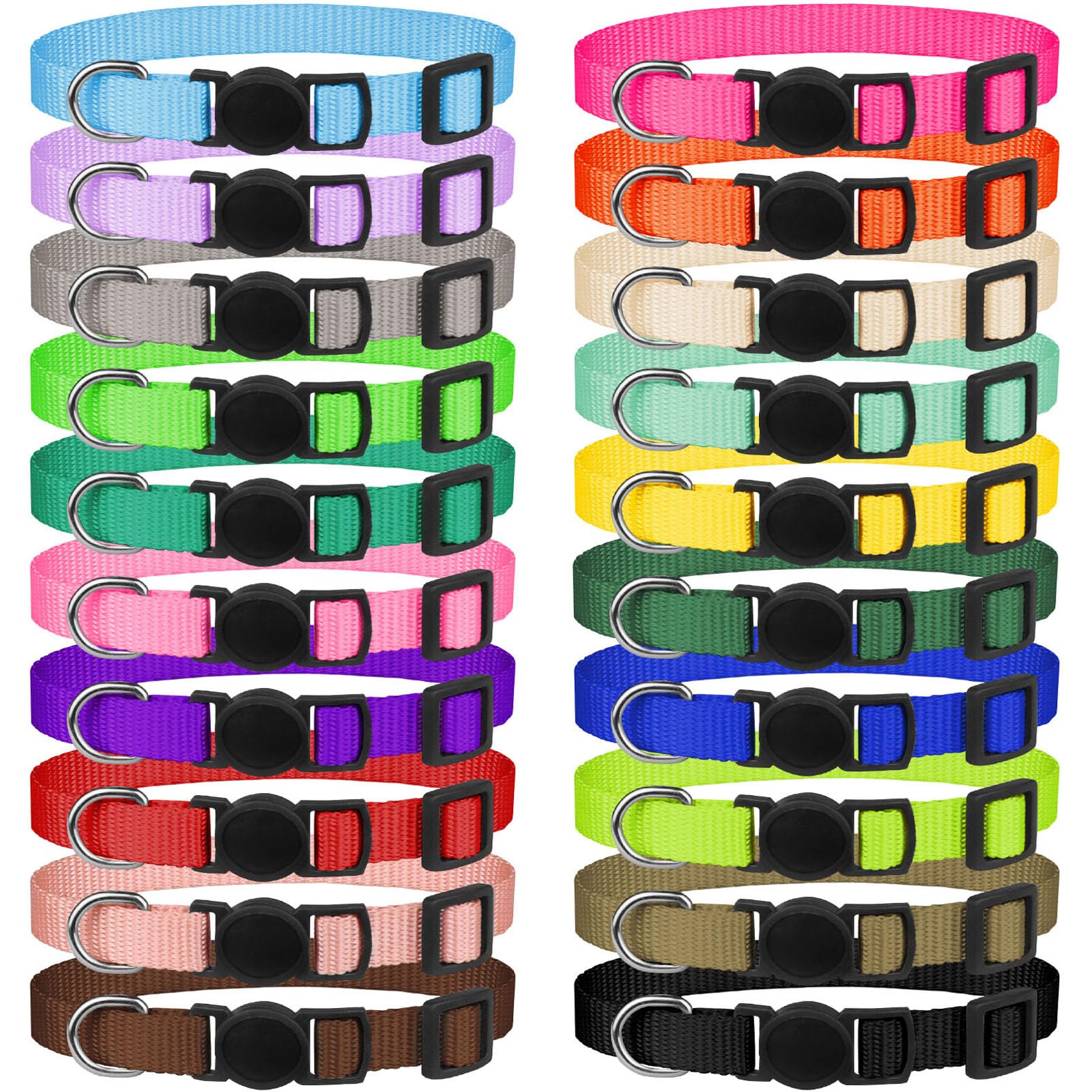 20 Pack Puppy Collars,Puppy Collars for Small Puppies Litter Safety Buckle Soft Nylon Whelping Collars Newborn Puppy Collars for