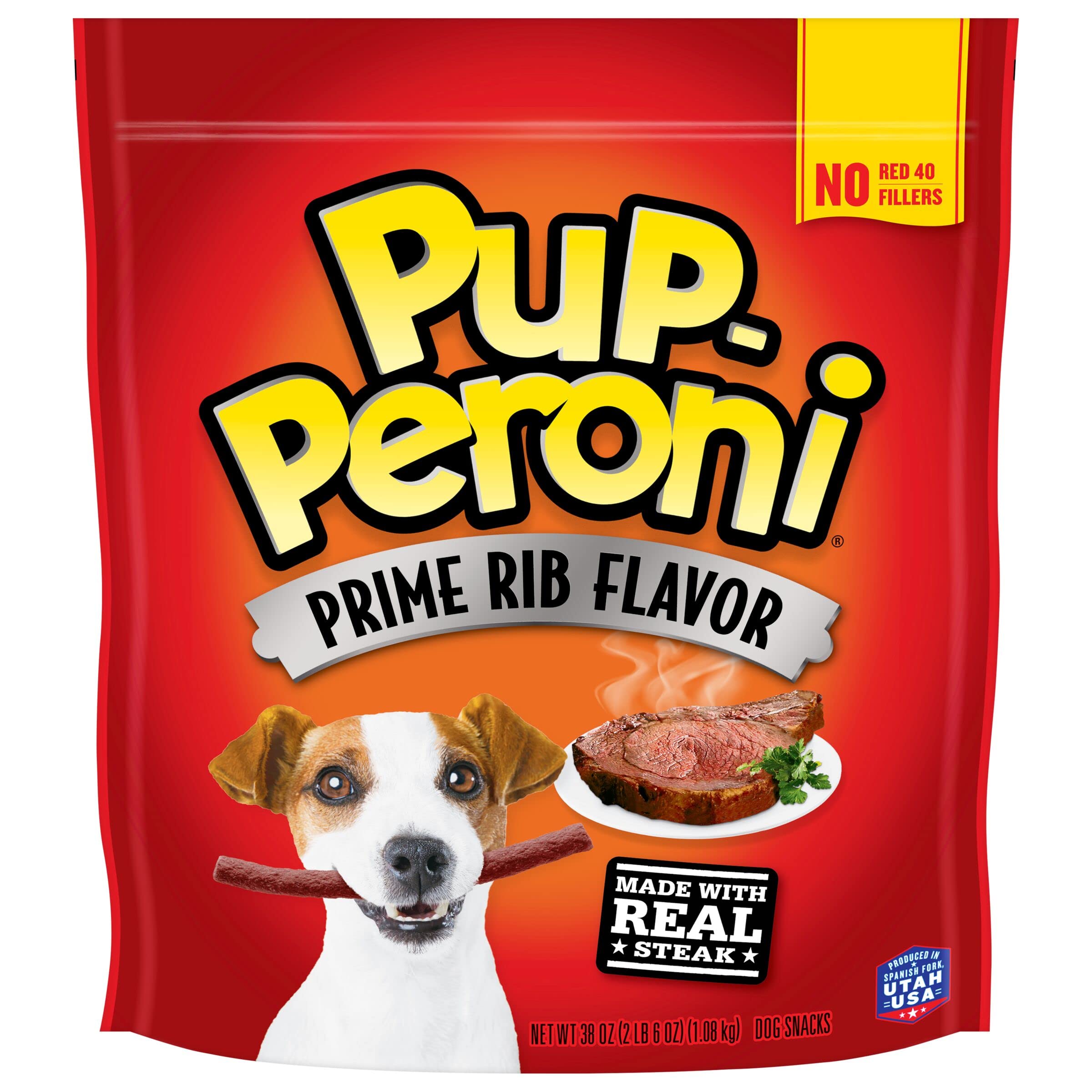Pup-Peroni Dog Treats, Prime Rib Flavor, 38 Ounce, Made with Real Steak, No Red 40 or Fillers
