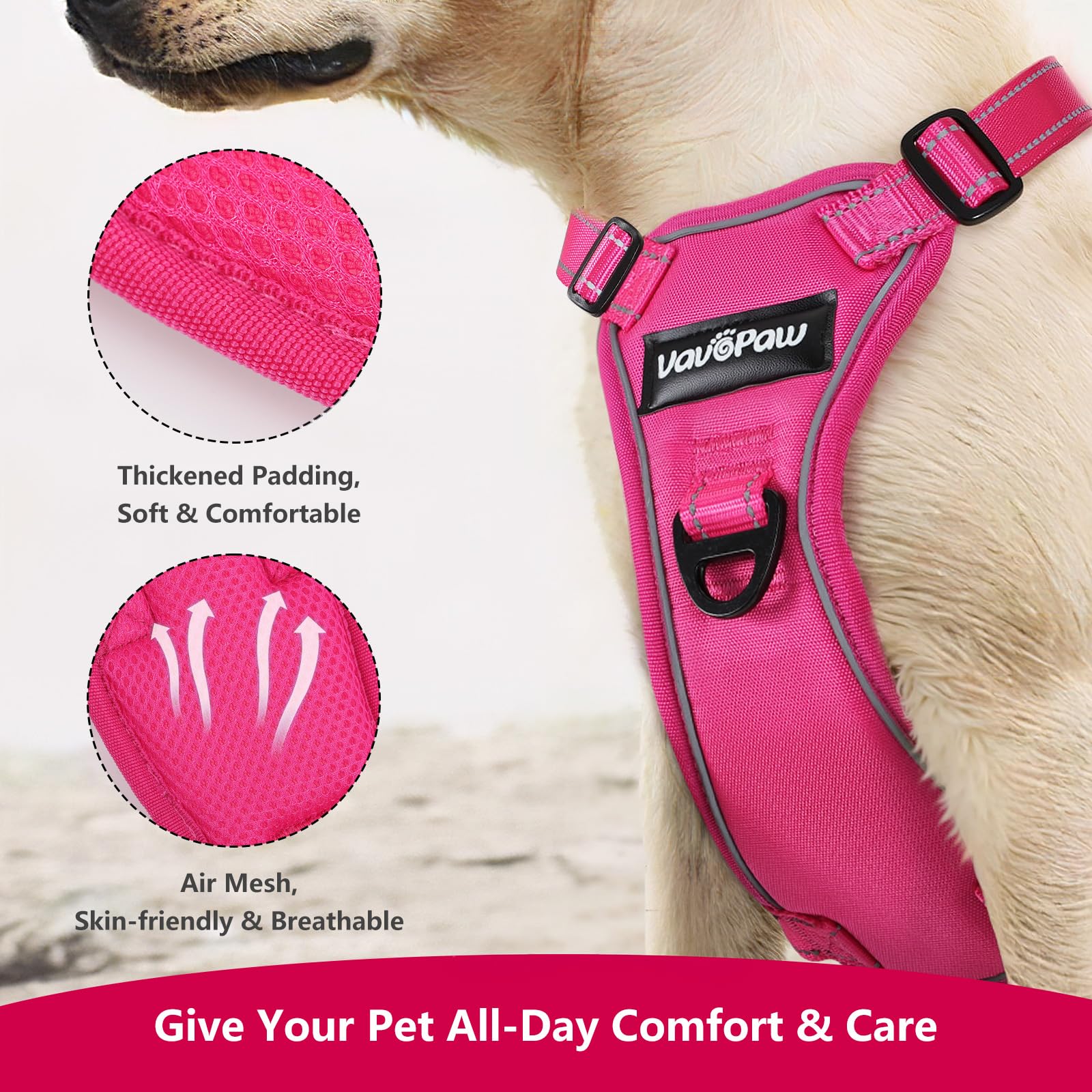 Vavopaw Dog Seat Belt Harness For Car, Dog Car Harness Adjustable Mesh Breathable & Dog Seatbelt Safety Tether With Elastic Bung