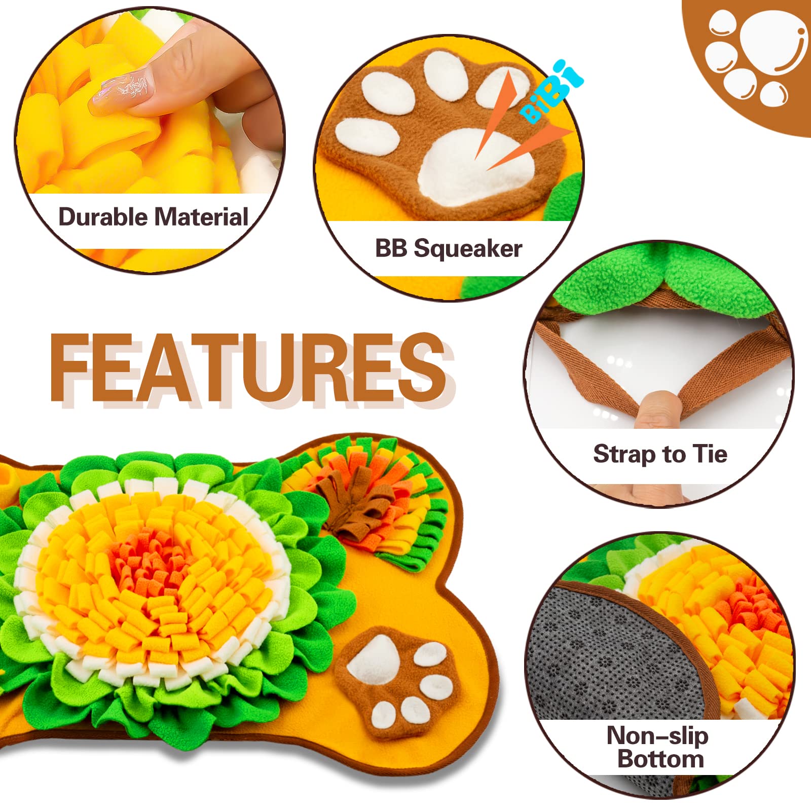 Snuffle Mat for Dogs, Pet Snuffle Mat for Small and Medium Dogs, Interactive Sniff Mat Feeding Mat for Puppies, Slow Feeder Dog
