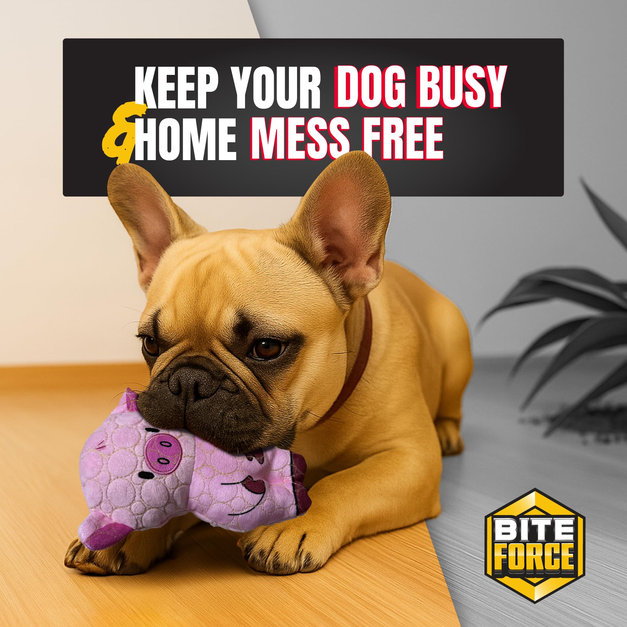 Bite Force Durable Dog Toy - Peppa Pig Squeaker, Kevlar-Reinforced for Aggressive Chewers, Pink, Model BF1190