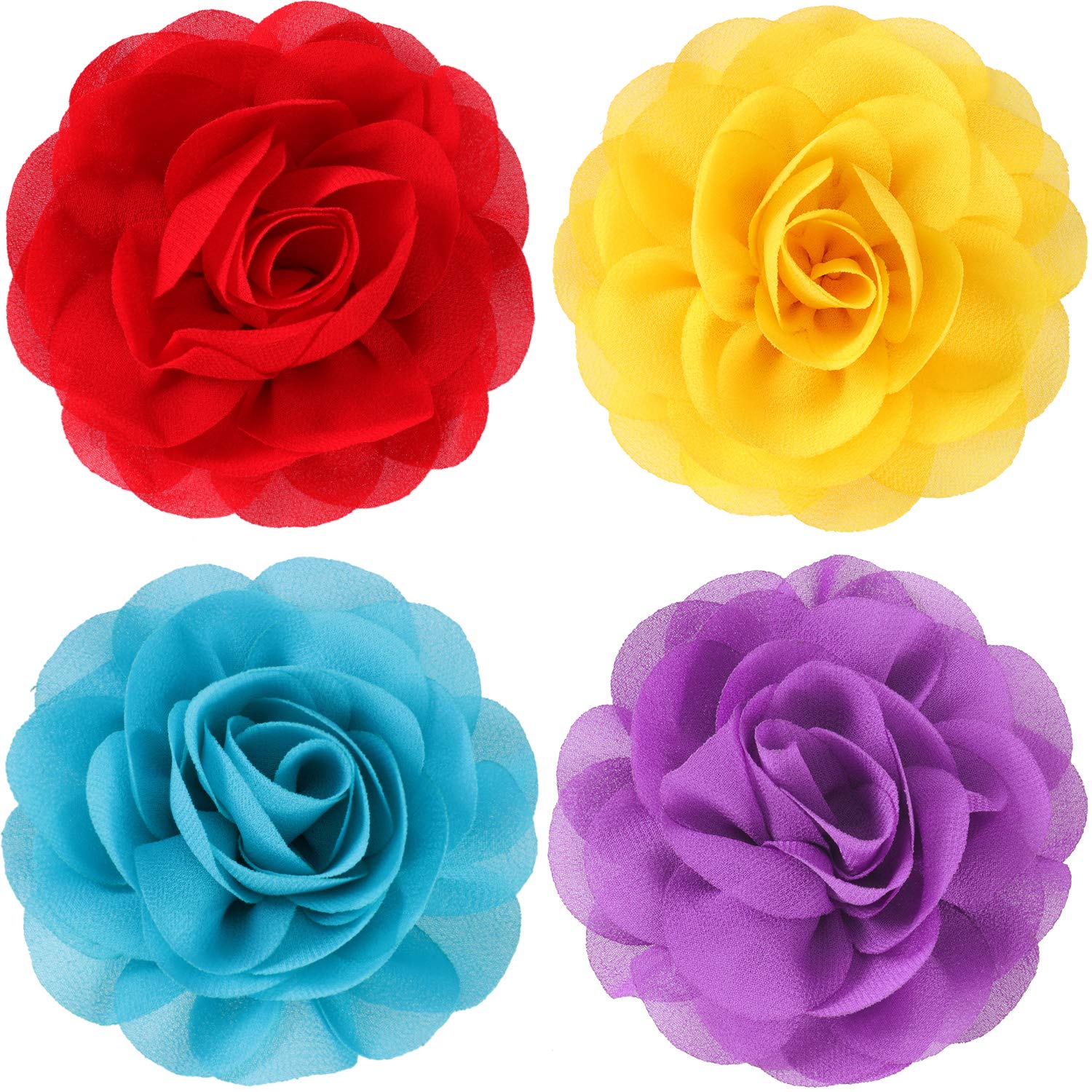 4 Pieces Dog Flower Bow Collar Multicolored Pet Bow Collar Dog Charms Flower Set For Puppy Dog Collar Cat Pet Grooming Accessories (Red, Yellow, Lake Blue, Light Purple)