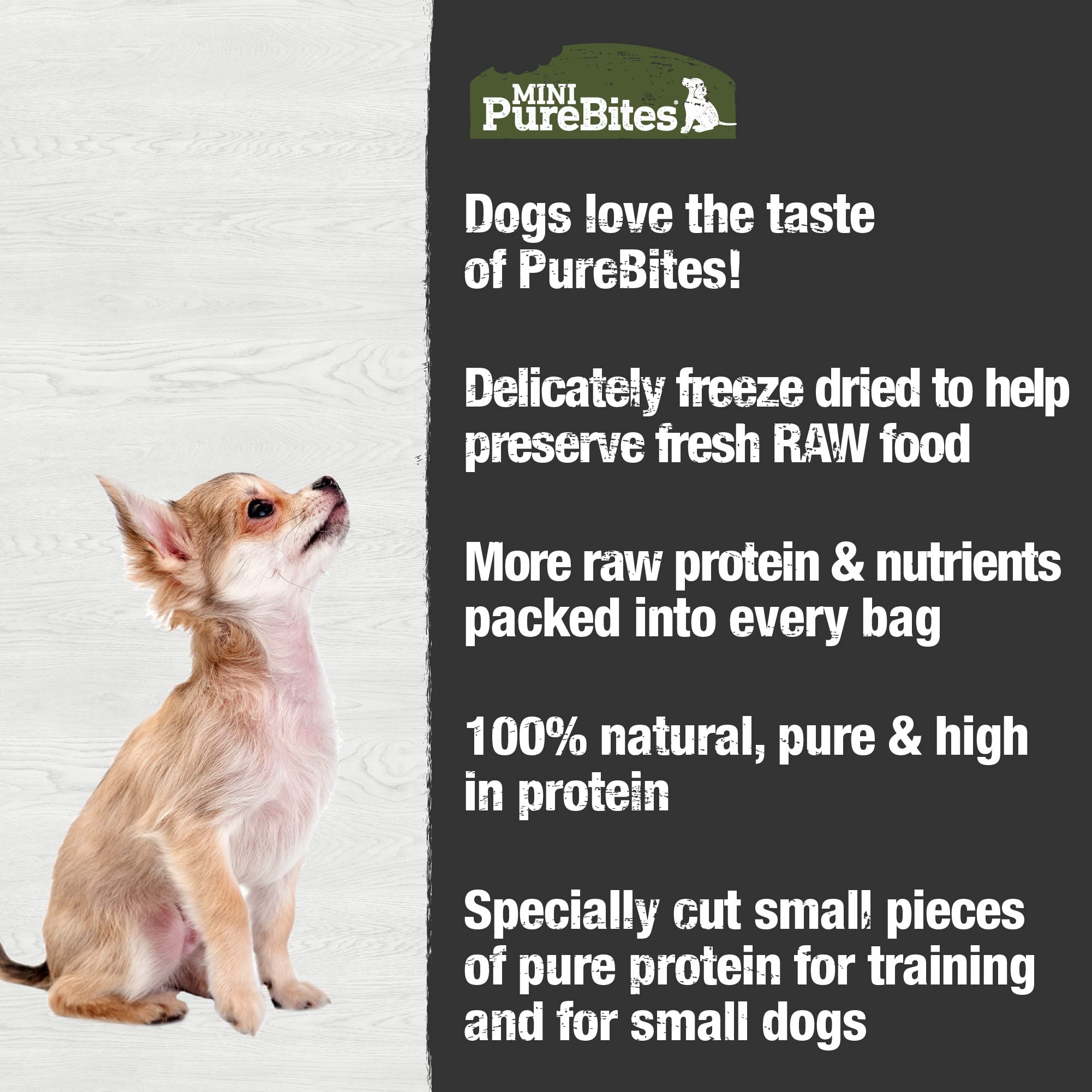 PureBites Mini Freeze Dried Beef Dog Treats | 85g | 1 Ingredient | Green