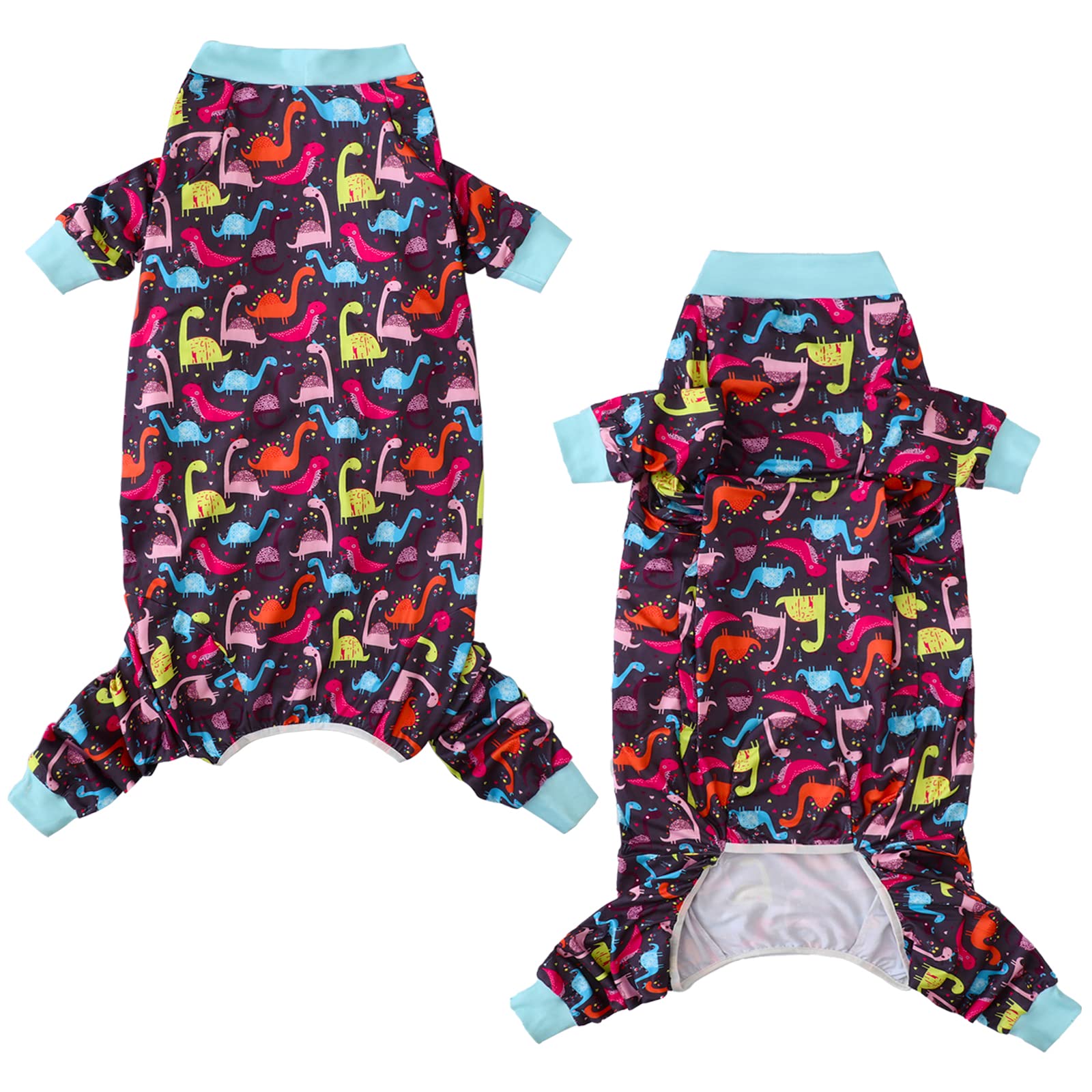 Pripre Dinosaur Printed Long Sleeve Recovery Shirts Soft Pajamas Onesie Jumpsuit Prevent Licking Shedding Suit For Large Dogs (D