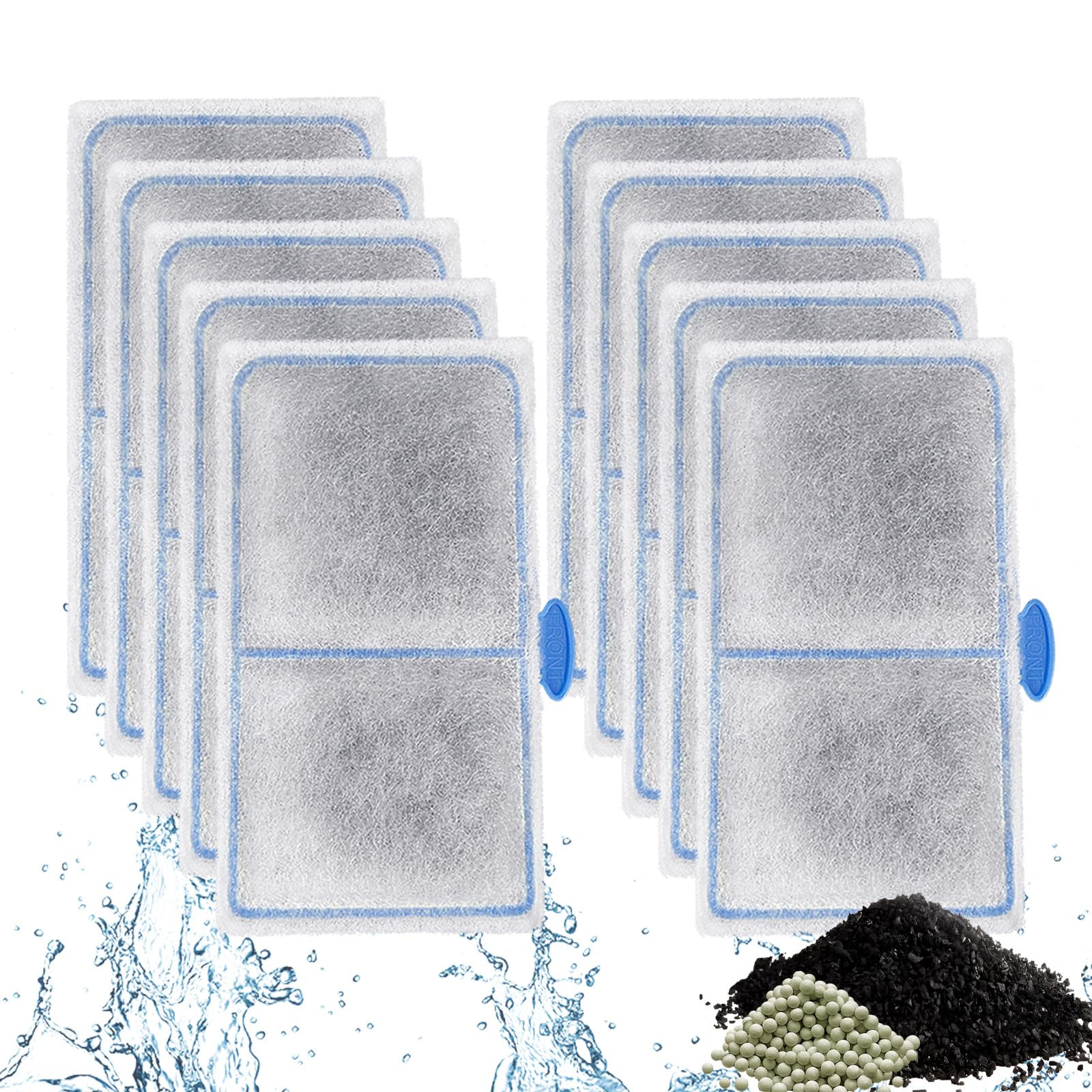 Driamor 10 Pack Filter Cartridges For Top Fin Ef-S Element And Bf5 Bettaflo Filter, Thickened Fish Tank Replacement Filters Cart