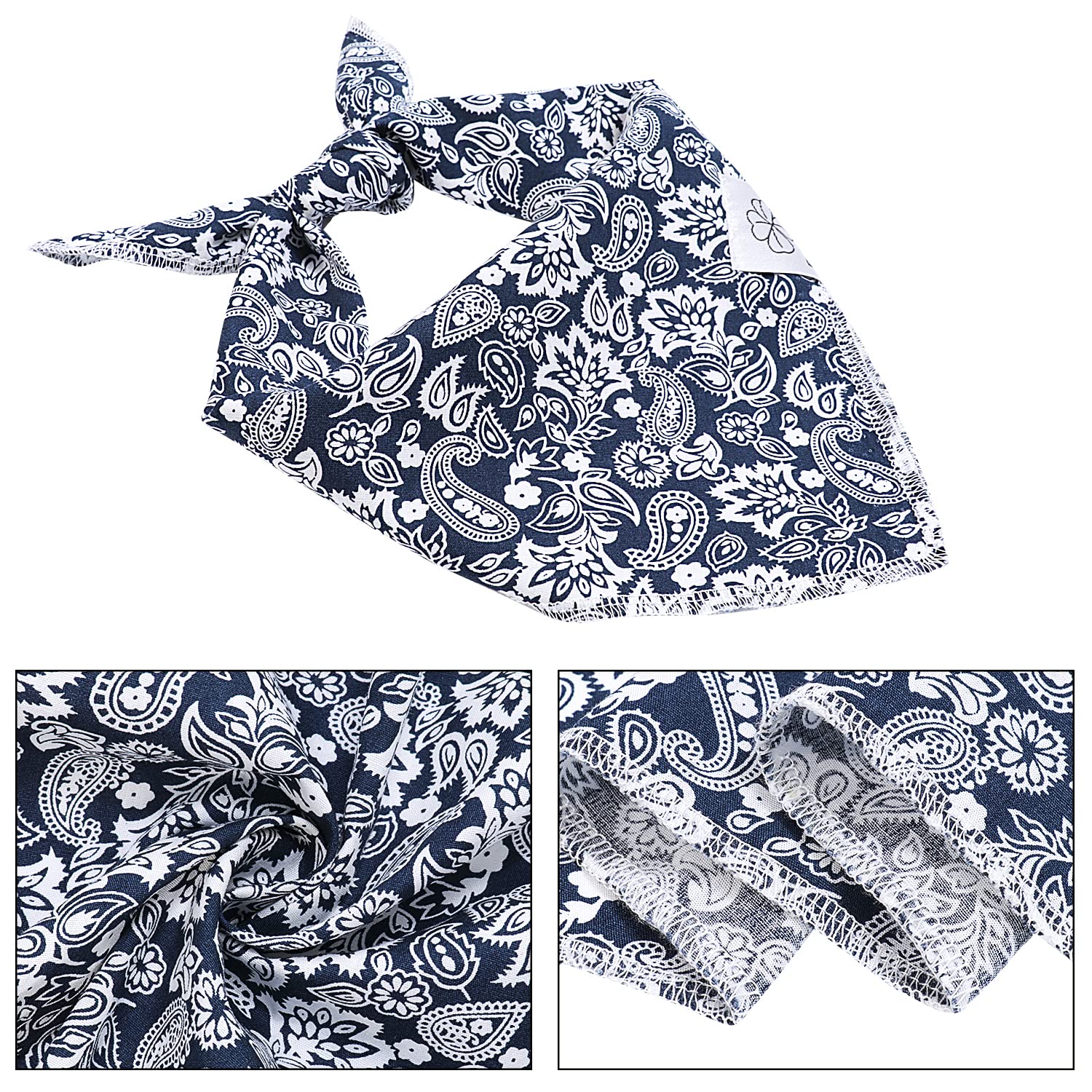E-Clover Dog Bandanas Boy & Matching Scrunchie Set Dog Bandana Scarf Bibs With Bow Scrunchies For Medium Large Dogs Pet Owner Mo