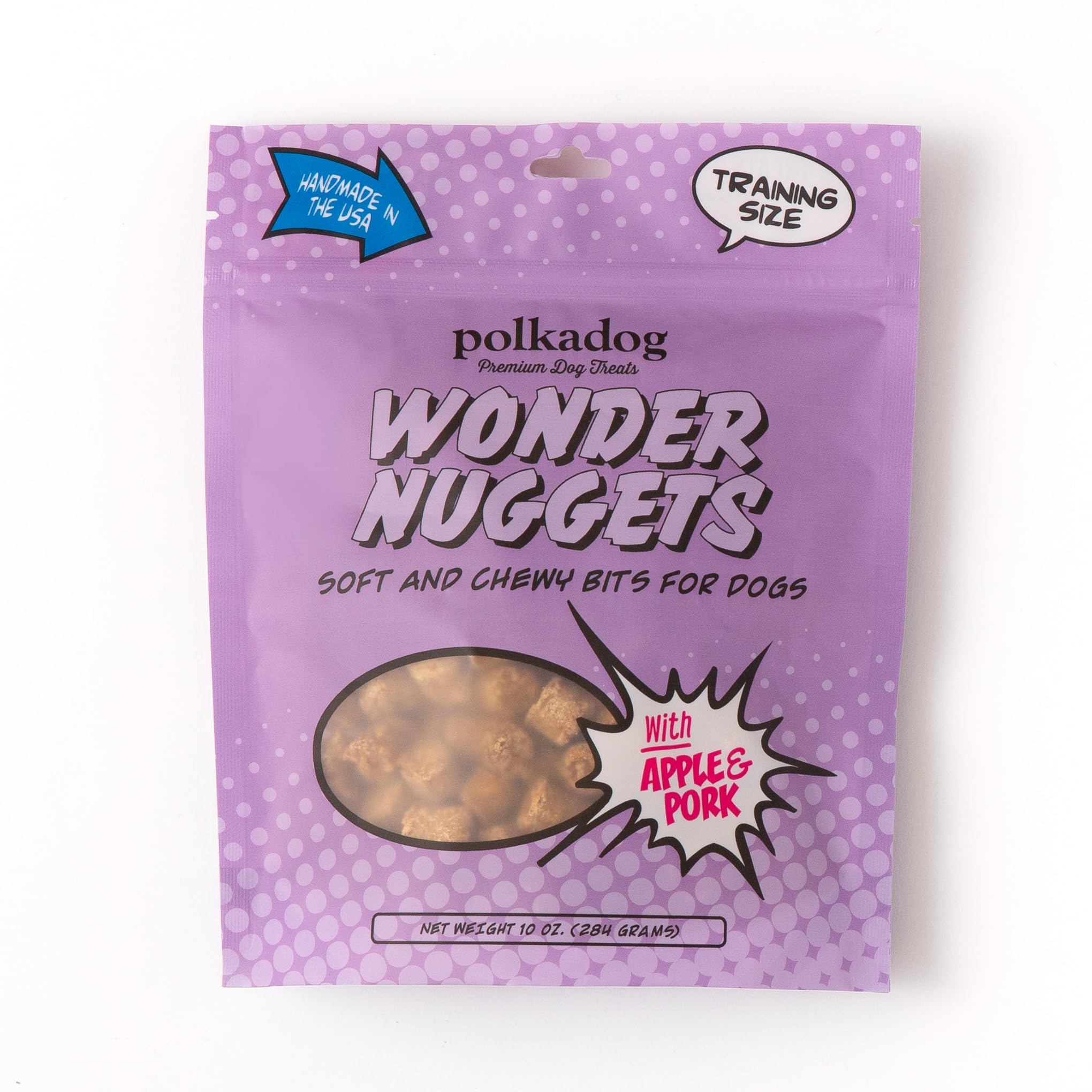 Polkadog Pork & Apple Wonder Nuggets Dog Treats - All-Natural Pet Training Treats for Dogs - Healthy, Handmade Puppy Snacks - Bi