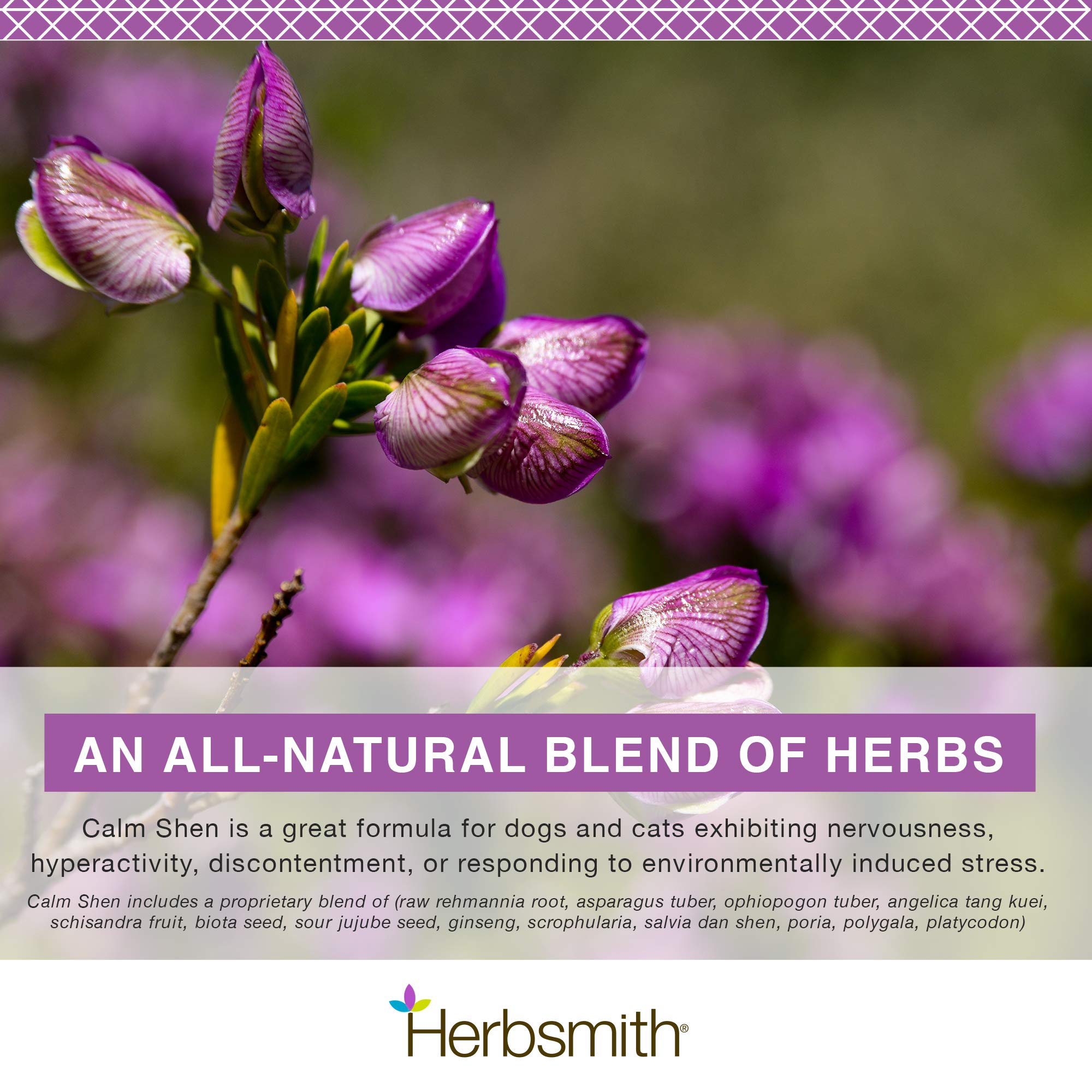 Herbsmith Calm Shen - Herbal Blend for Dogs & Cats - Natural Anxiety Remedy for Dogs & Cats - Feline and Canine Calming Suppleme